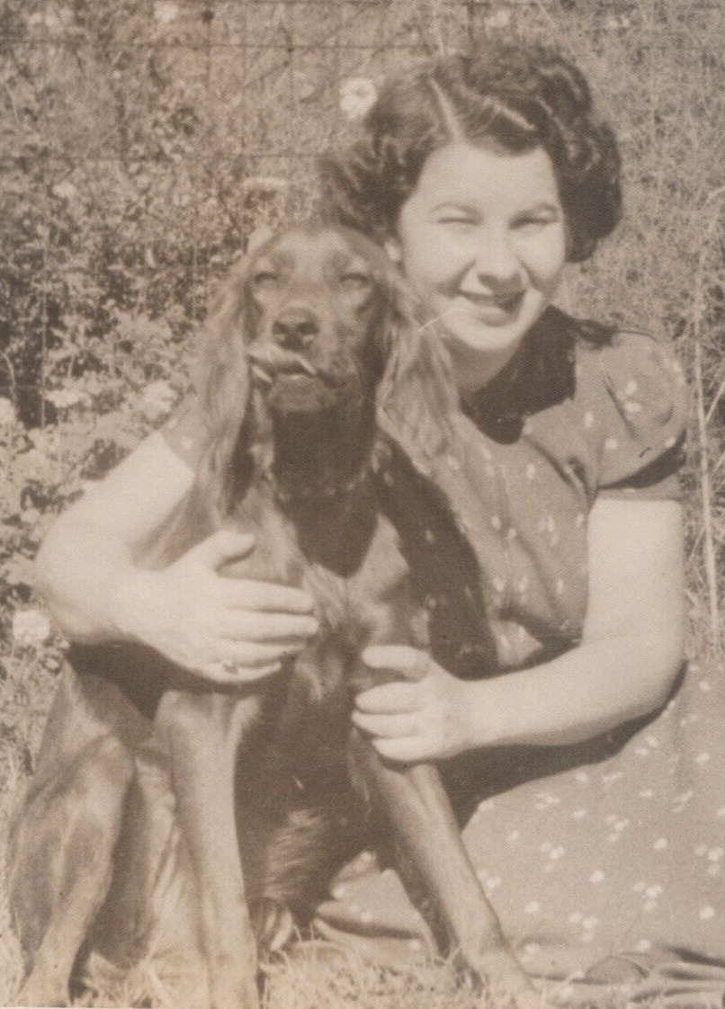 5G Photo Beautiful Woman Lovely Lady Portrait Pet Irish Setter Dog 1930\'s 5x7