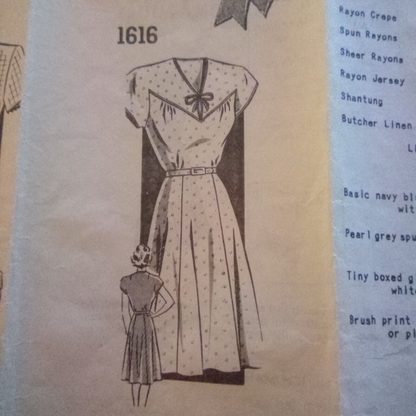 Vintage Fashion Pattern 1616 Bust 38 Misses Dress Pre Cut Unprinted Pattern