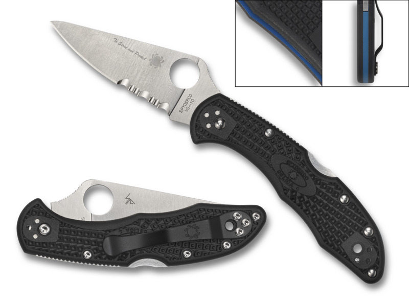 Spyderco Knives \'Thin Blue Line\' Delica 4 C11FPSBKBL Stainless Pocket Knife