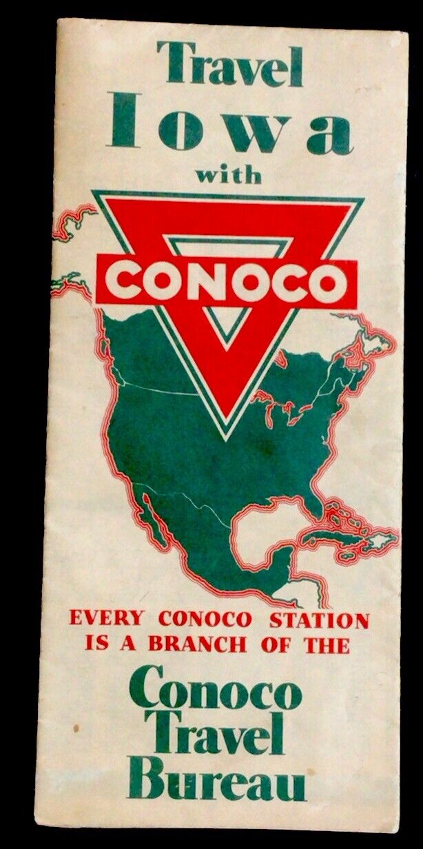 1940 Census Conoco Oil Co Highway Road Map Of Iowa