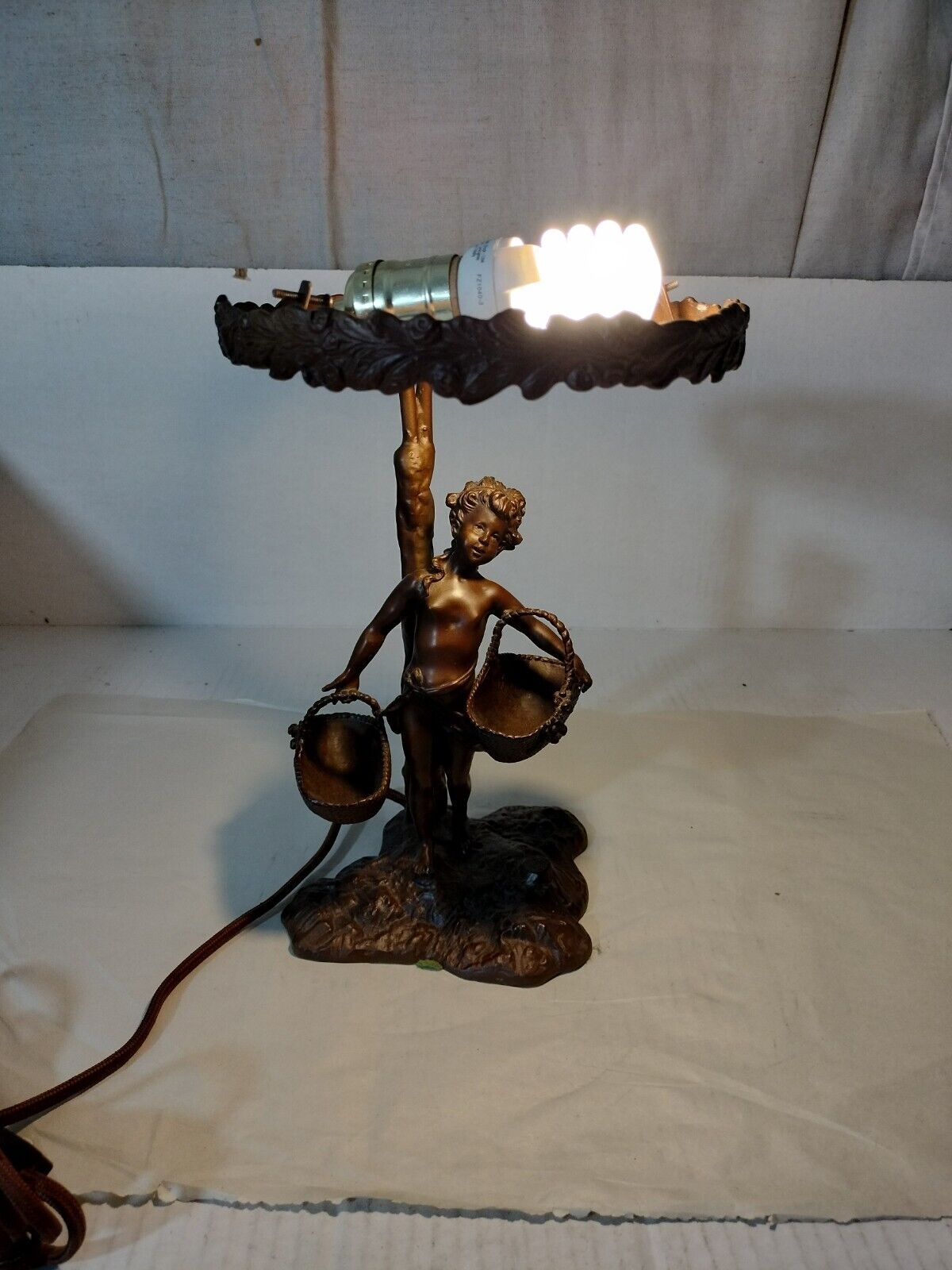 Fine Signed Suzanne Bizard Girl With The Basket French Bronze/Lamp Figured 12x7
