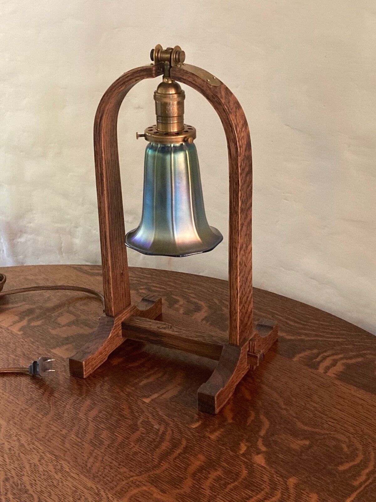 Arts and Crafts lamp,  Stickley #501 Compass Lamp