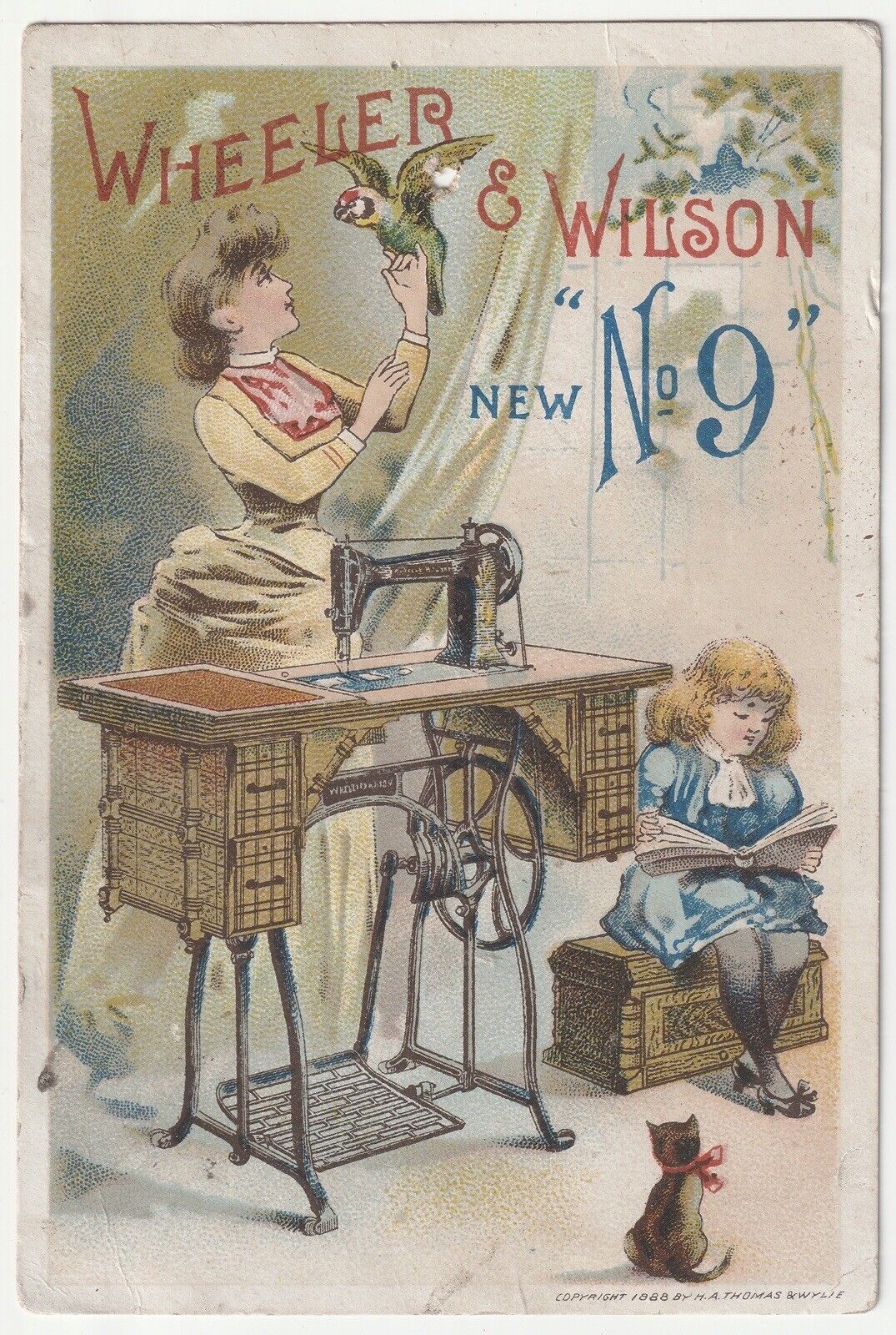 c1880s~Holyoke Massachusetts MA~Piano & Sewing Store~Victorian Trade Card