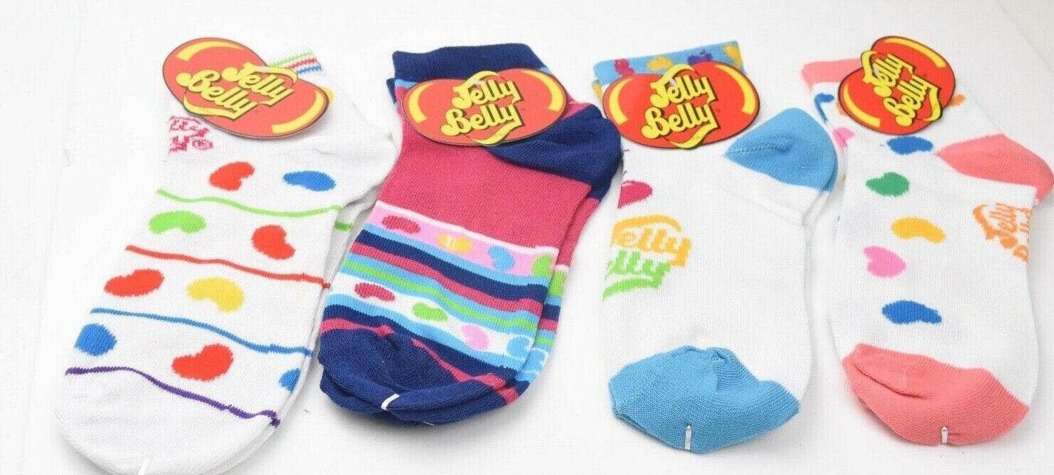 Jelly Belly Socks Jelly Bean Socks Pastel Size 9-11 Rainbow Hosiery Feet 4 Pairs