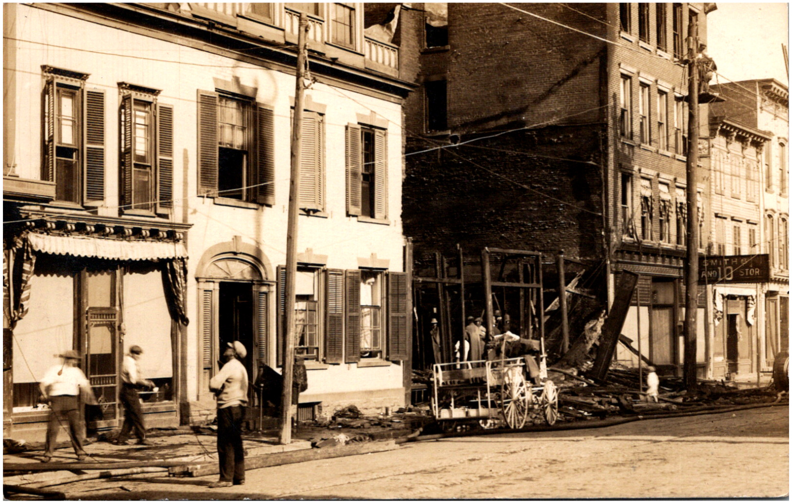 C.M. Warren Store Ruins After Fire Catskill New York NY 1913 RPPC Postcard Photo