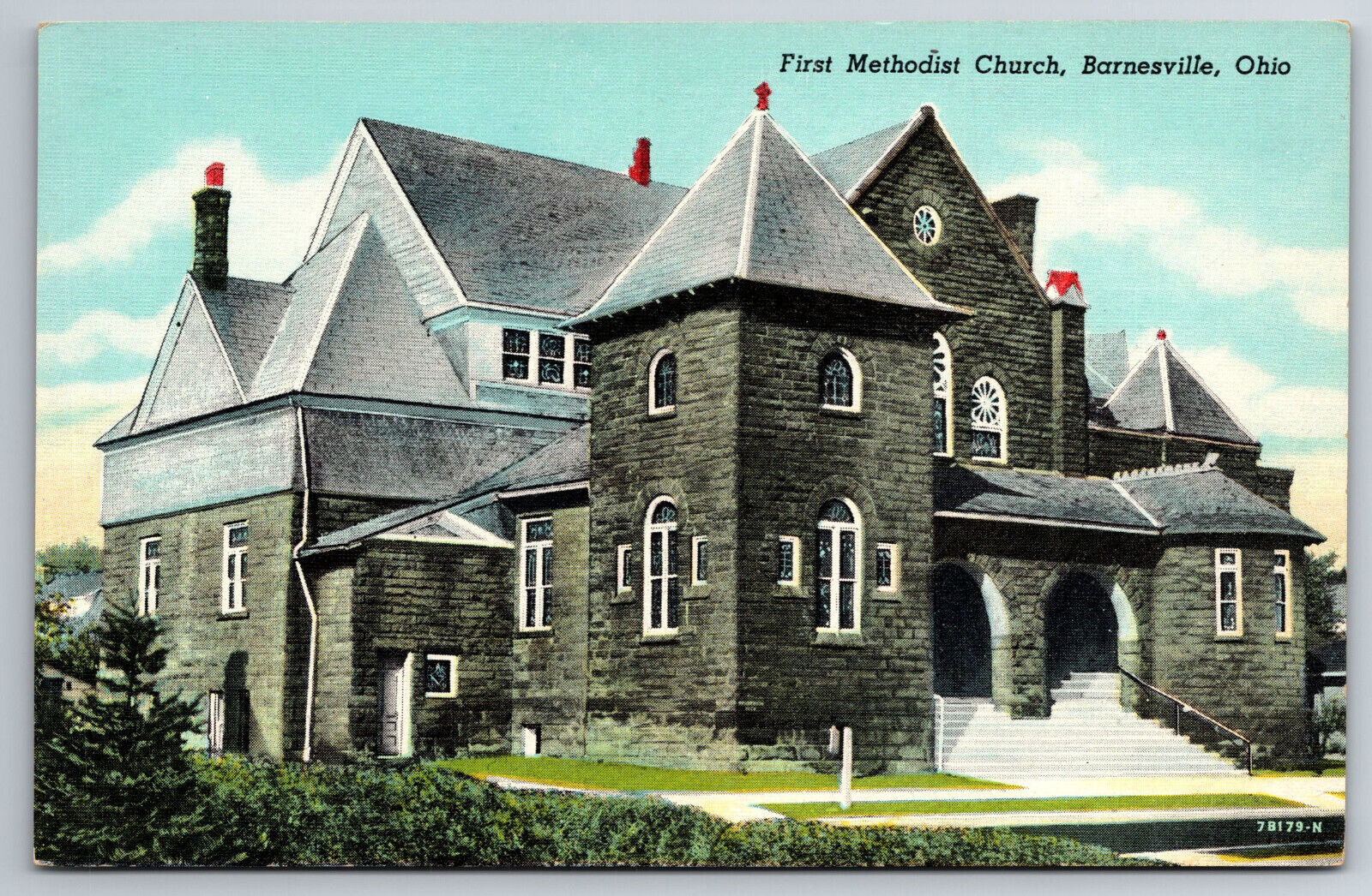 Vintage Postcard OH Barnesville First Methodist Church ~7564