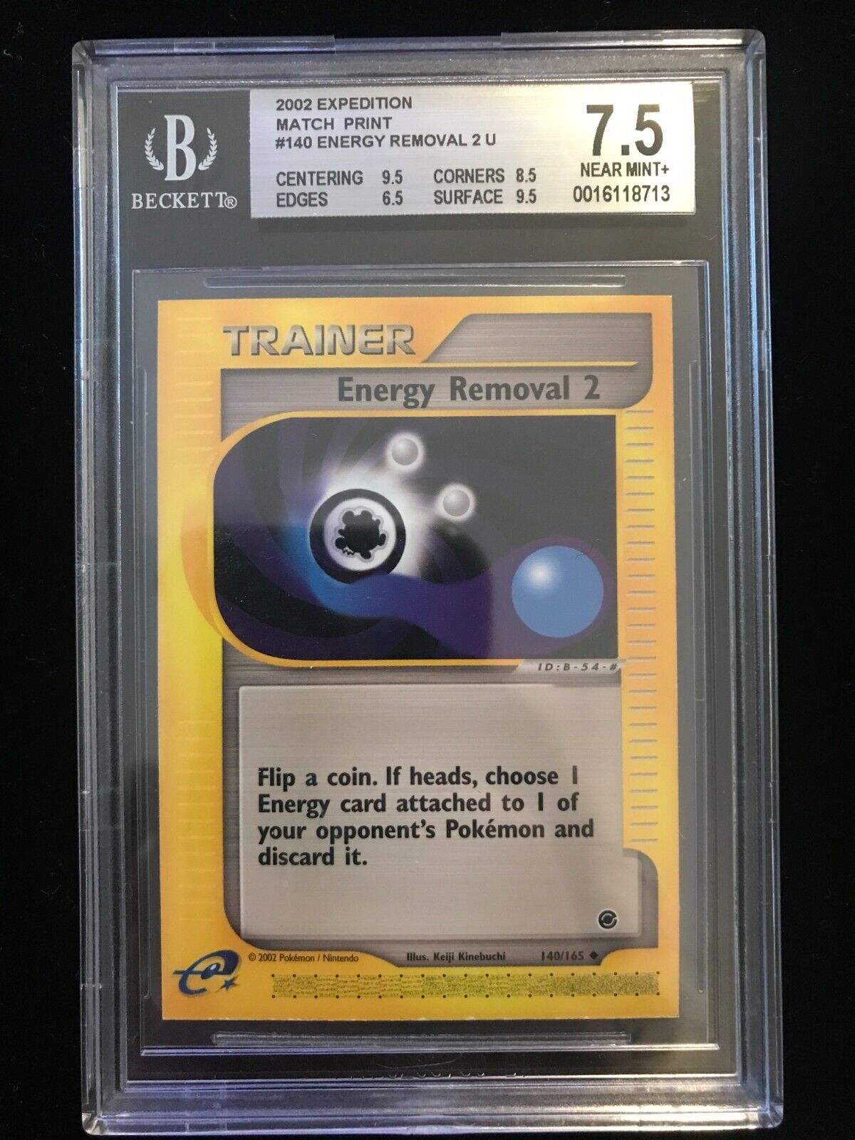 Pokemon Test Card Matchprint Expedition 2002 Energy Removal 2 BGS Authenticated