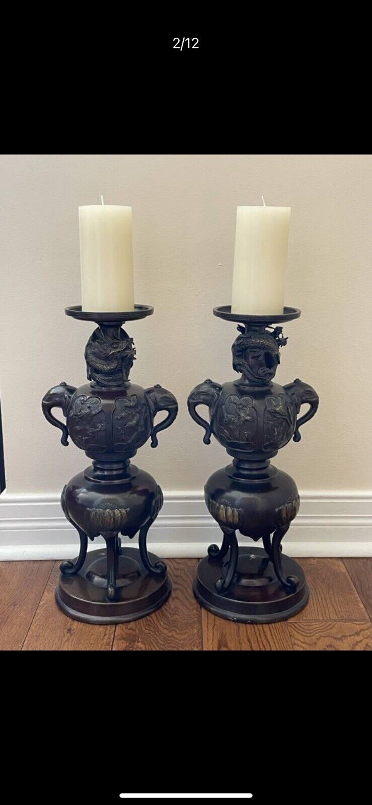 Antique Bronze Candle Holders 
