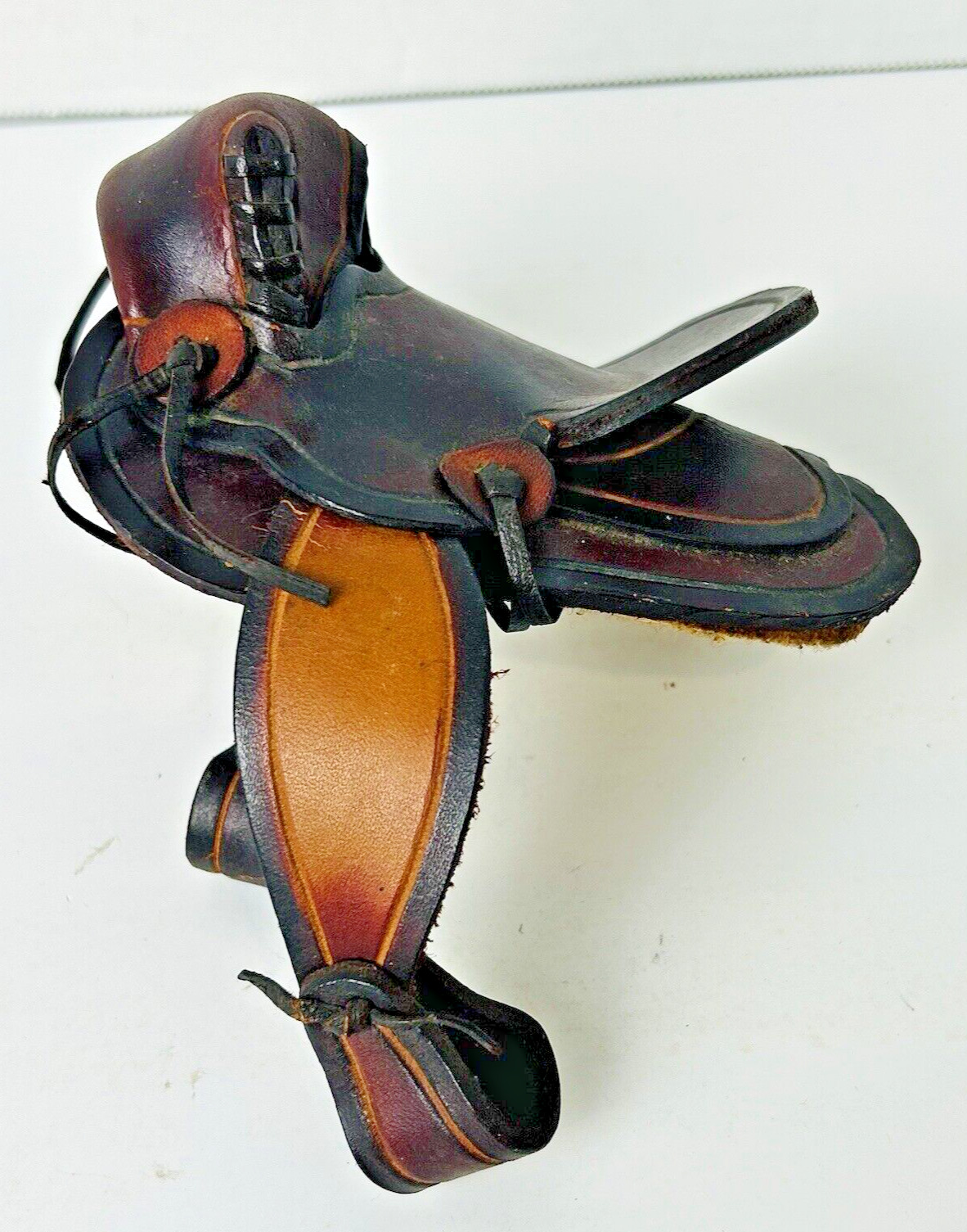 Vintage Mini Leather Toy Western Horse Saddle Felt Pad