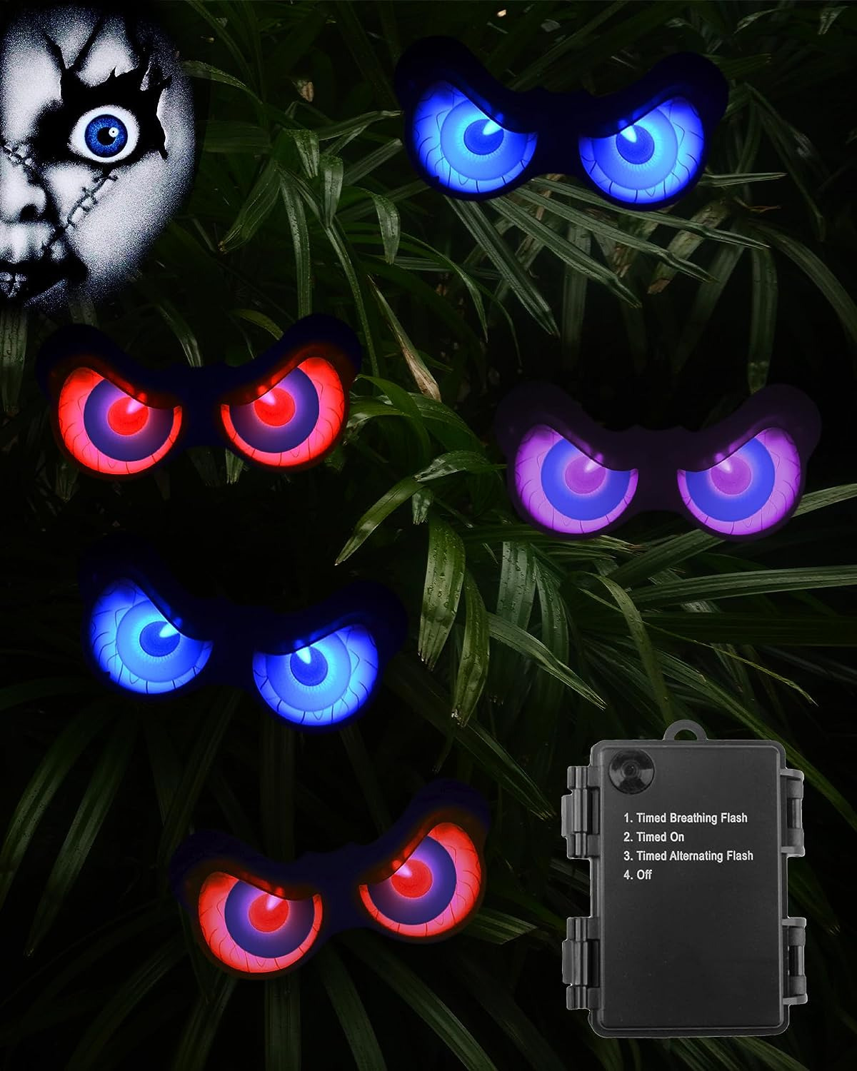Outdoor Halloween lights, Decor, Flashing Peeping Eyes Spooky Animated LED Eyes,
