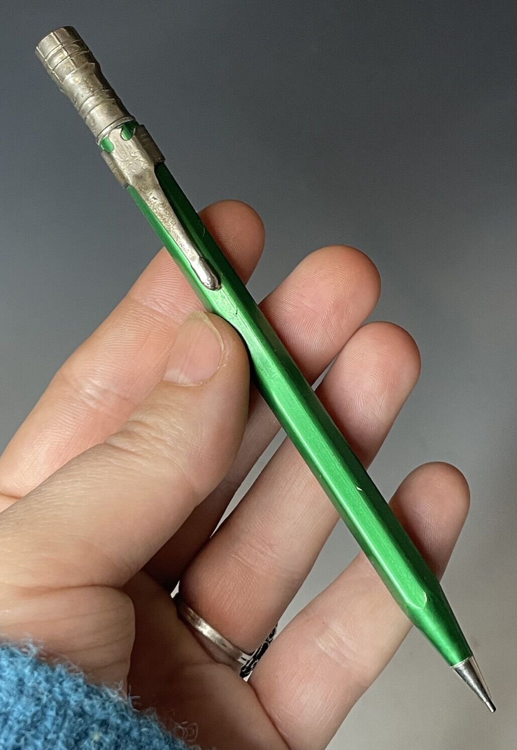RARE Antique Art Deco Eagle Mechanical Pencil 75-15 Figural Clip Metallic Green