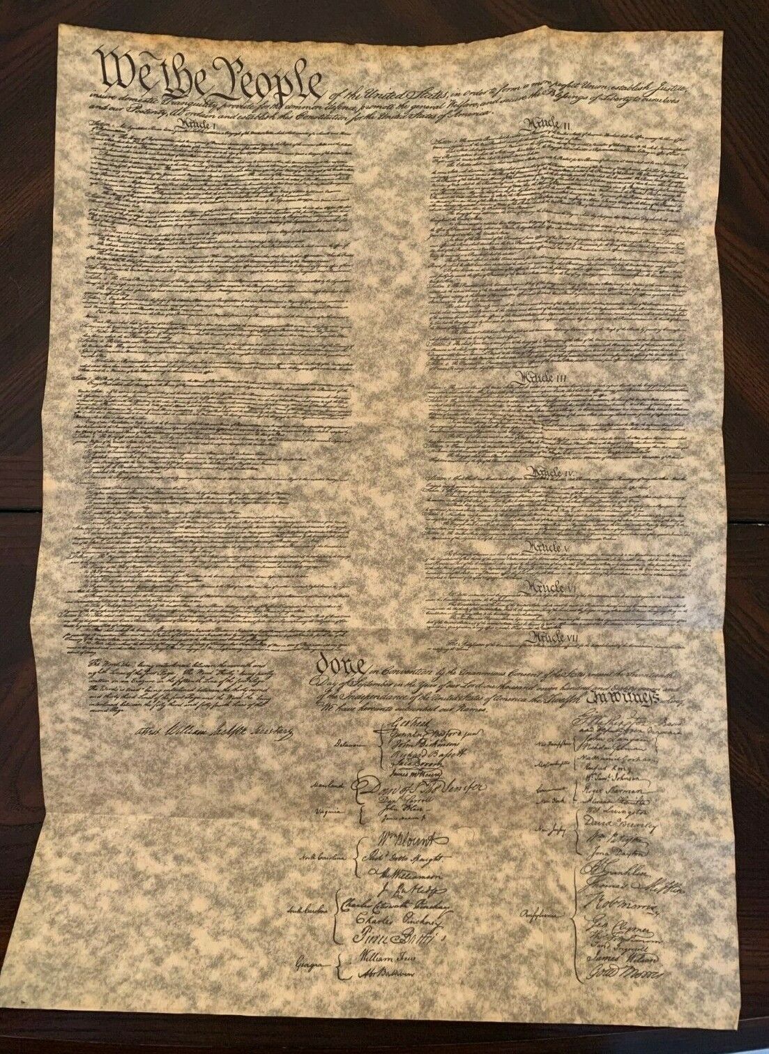 Constitution of The United States - parchment replica