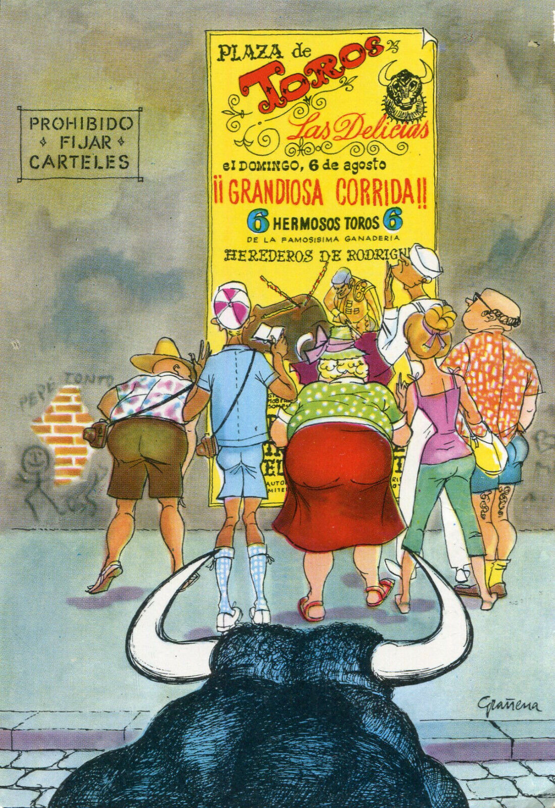 Las Delicias Grandiosa Bullring Illustrated Bullring Granena Humor Taureau 