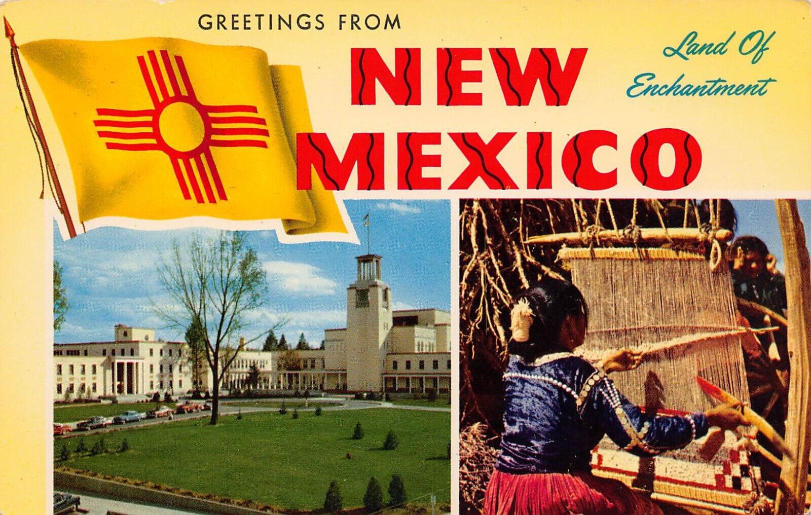 New Mexico NM Greetings From Larger Not Large Letter Chrome HSC-197 Postcard