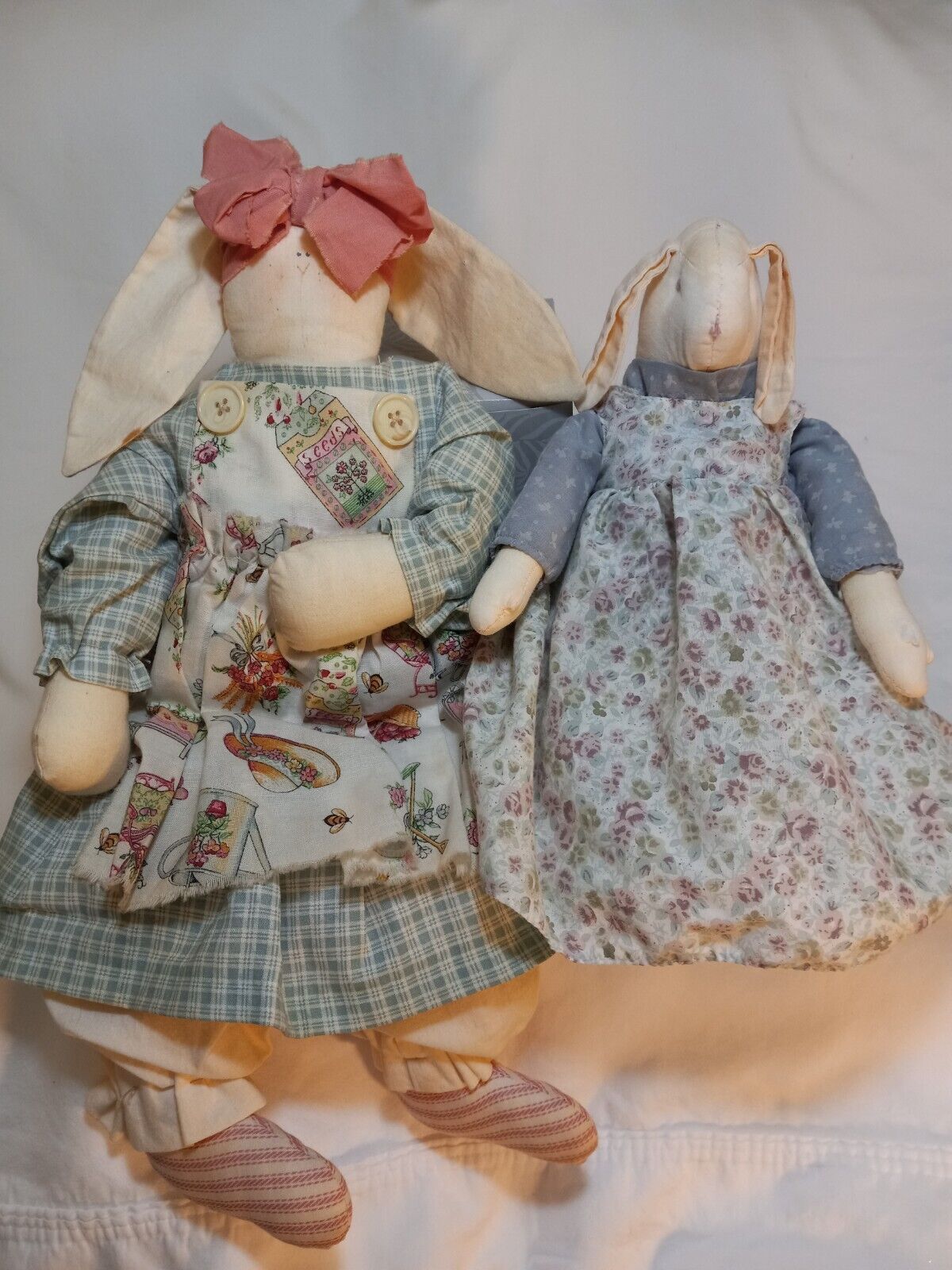 Pair Of Rabbits Hand Sewn Mother Daughter