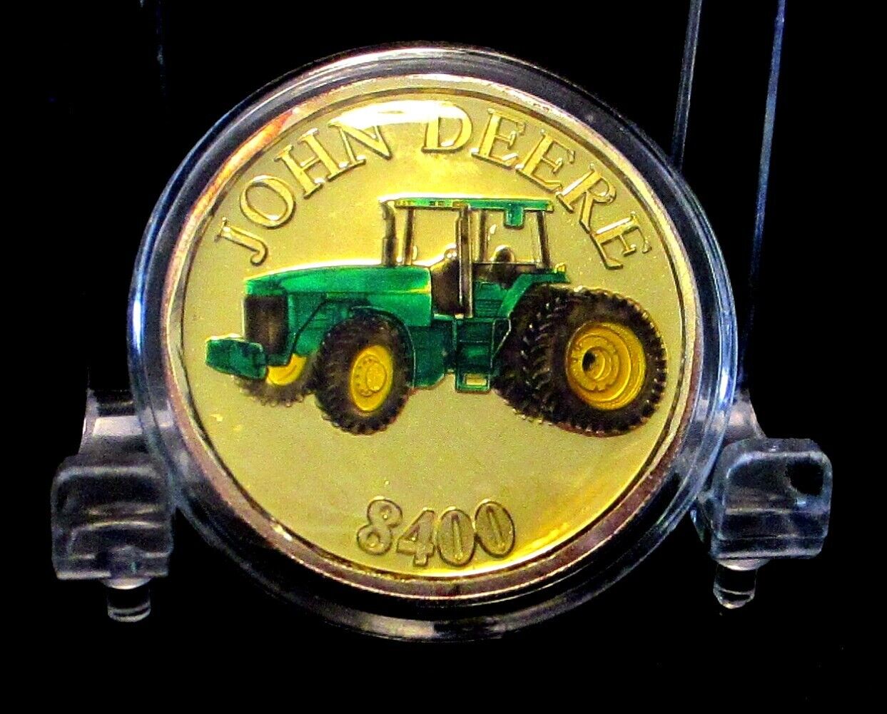 John Deere Silver Round Coin 8400 Tractor 1 oz .999 Fine Silver Gold Colored  jd
