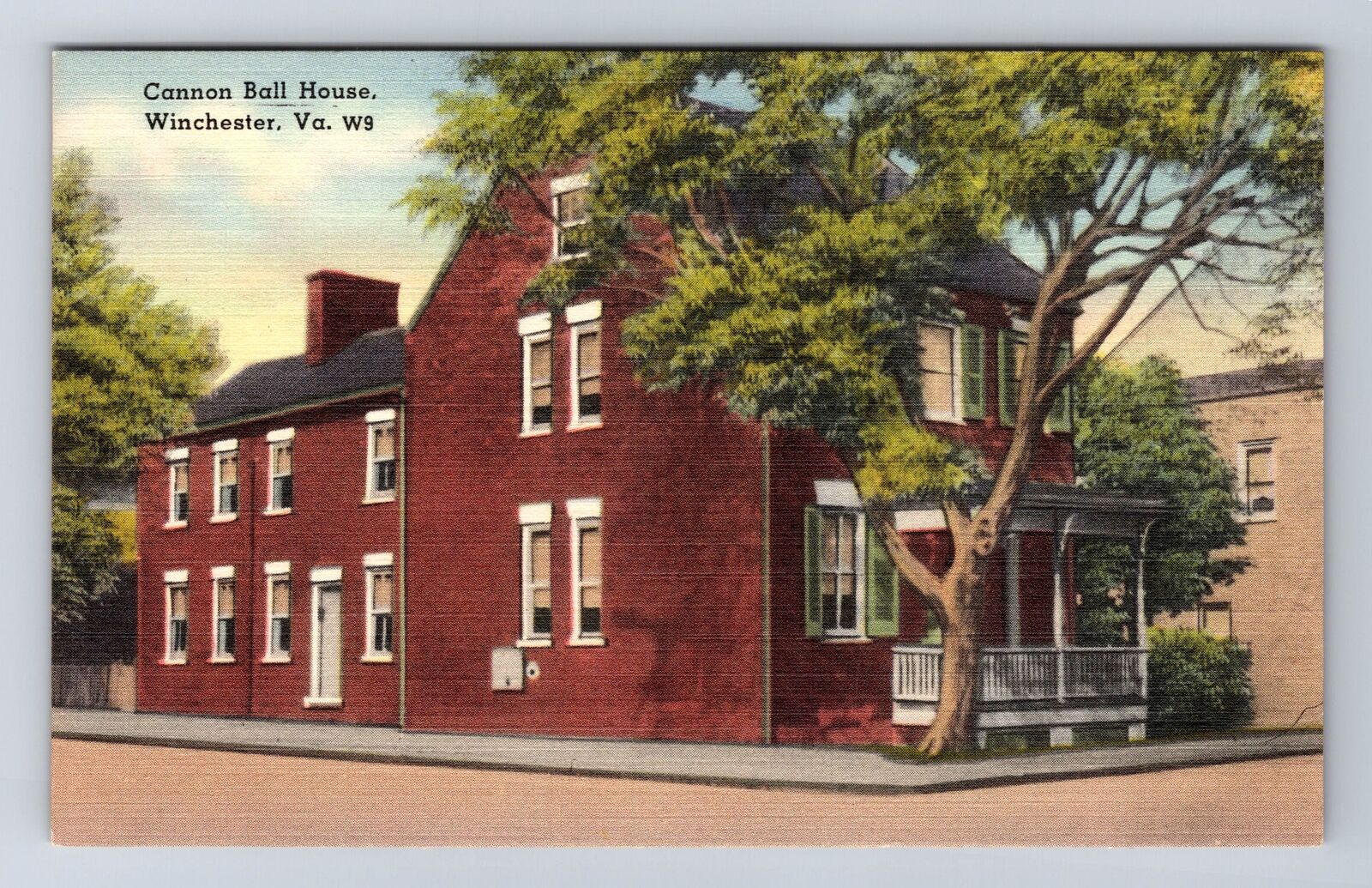 Winchester VA-Virginia, Cannon Ball House , Antique, Vintage Souvenir Postcard