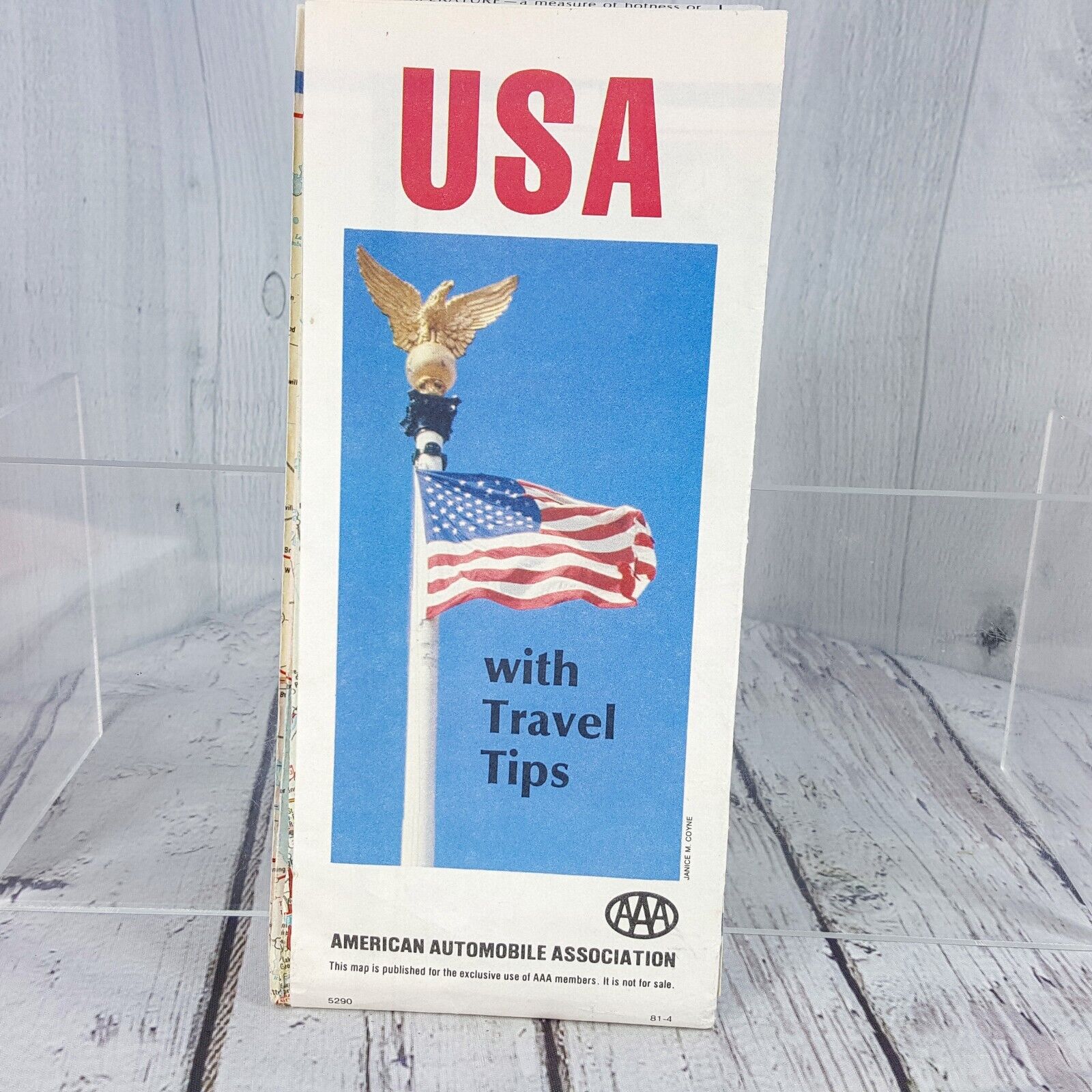 Vintage 1981 USA Paper Fold Out Map Includes City Reference Table & Travel AAA