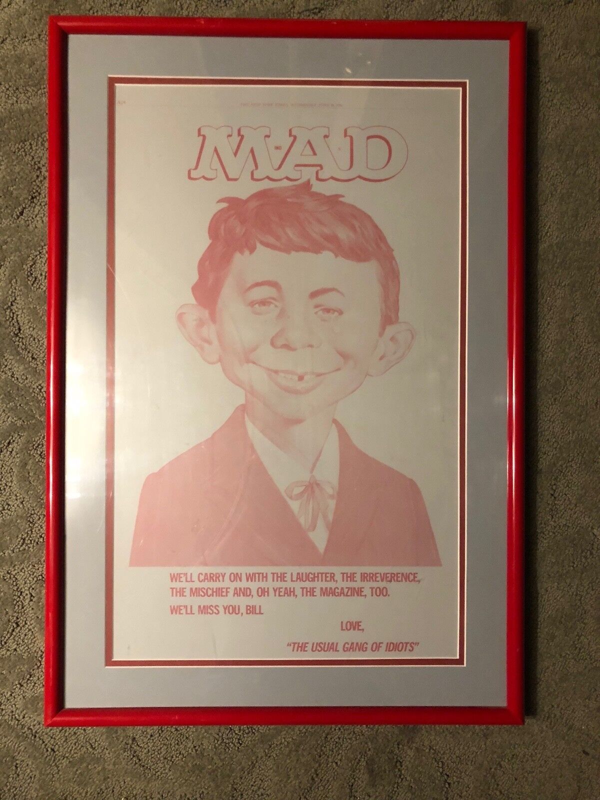 Mad Magazine Original Metal Plate used by NYT Obituary of Bill Gaines 6-10-1992