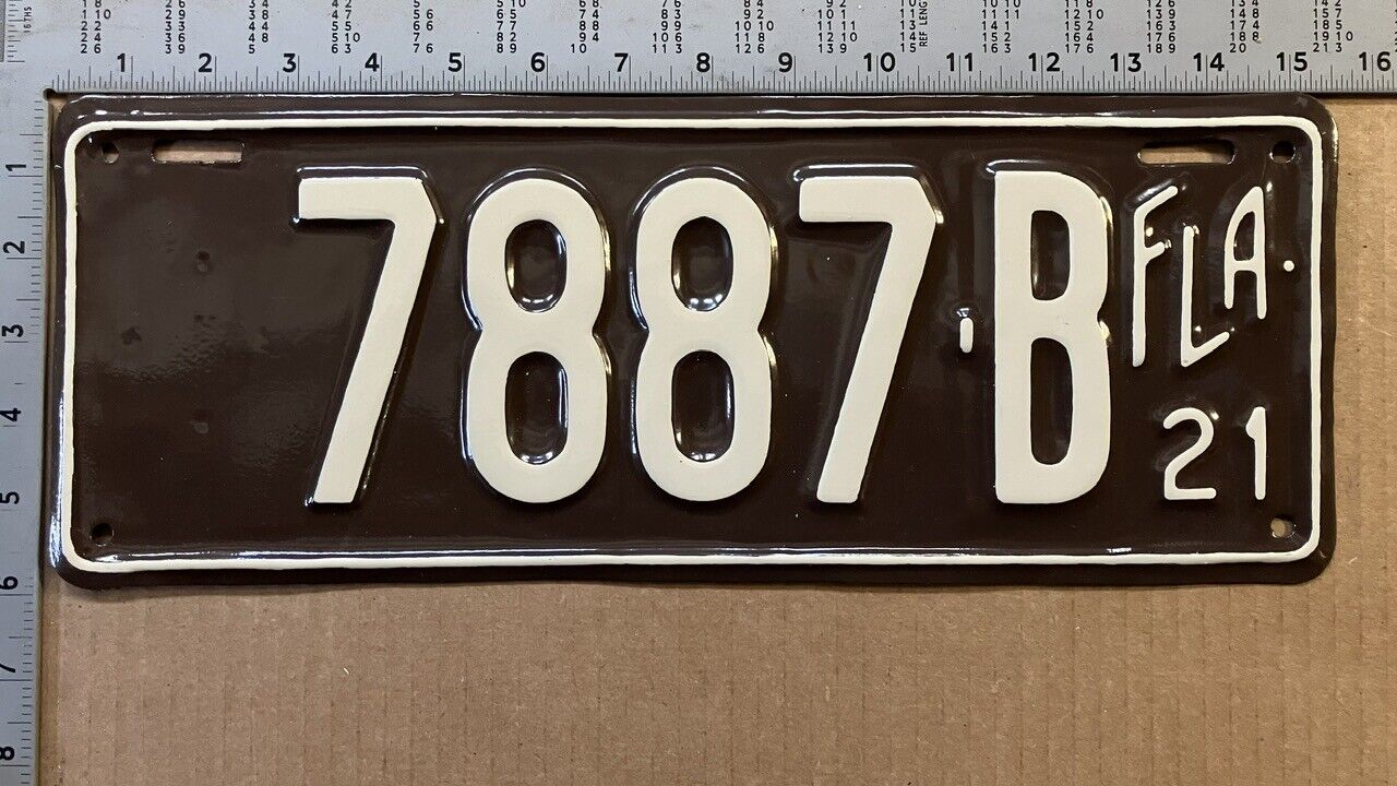 1921 Florida license plate 7887-B YOM DMV Ford Chevy Dodge 14487