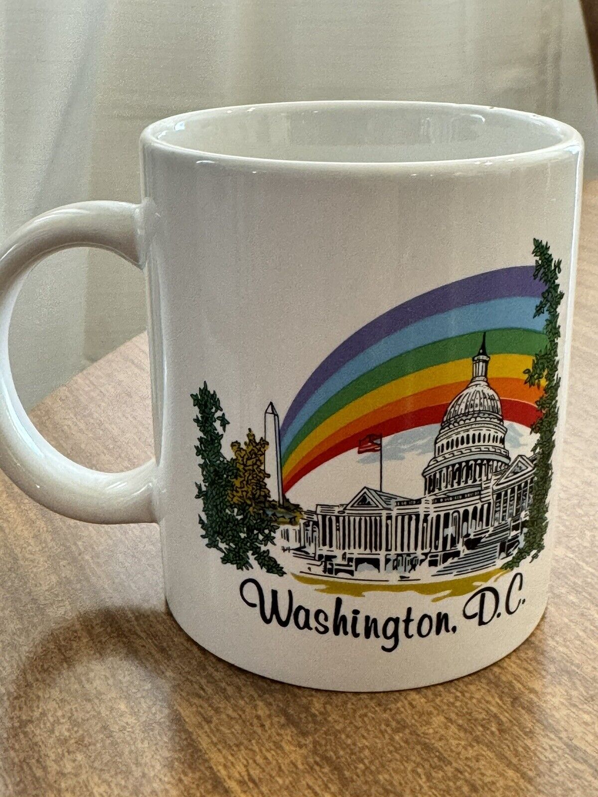 Vintage Coffee Mug Rainbow Over White House Washington DC Pride