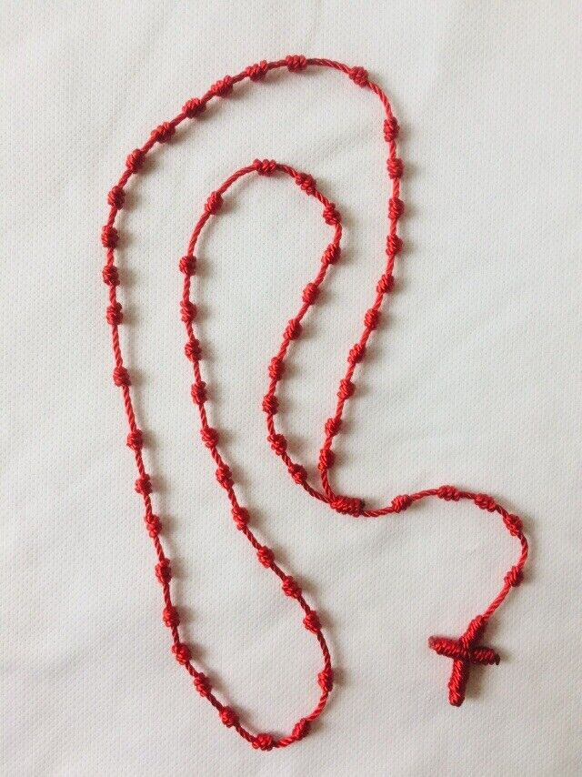 Knotted Rosary Nylon Cord Red Handmade.Buy2 Get 1 Rosary Bracelet Free