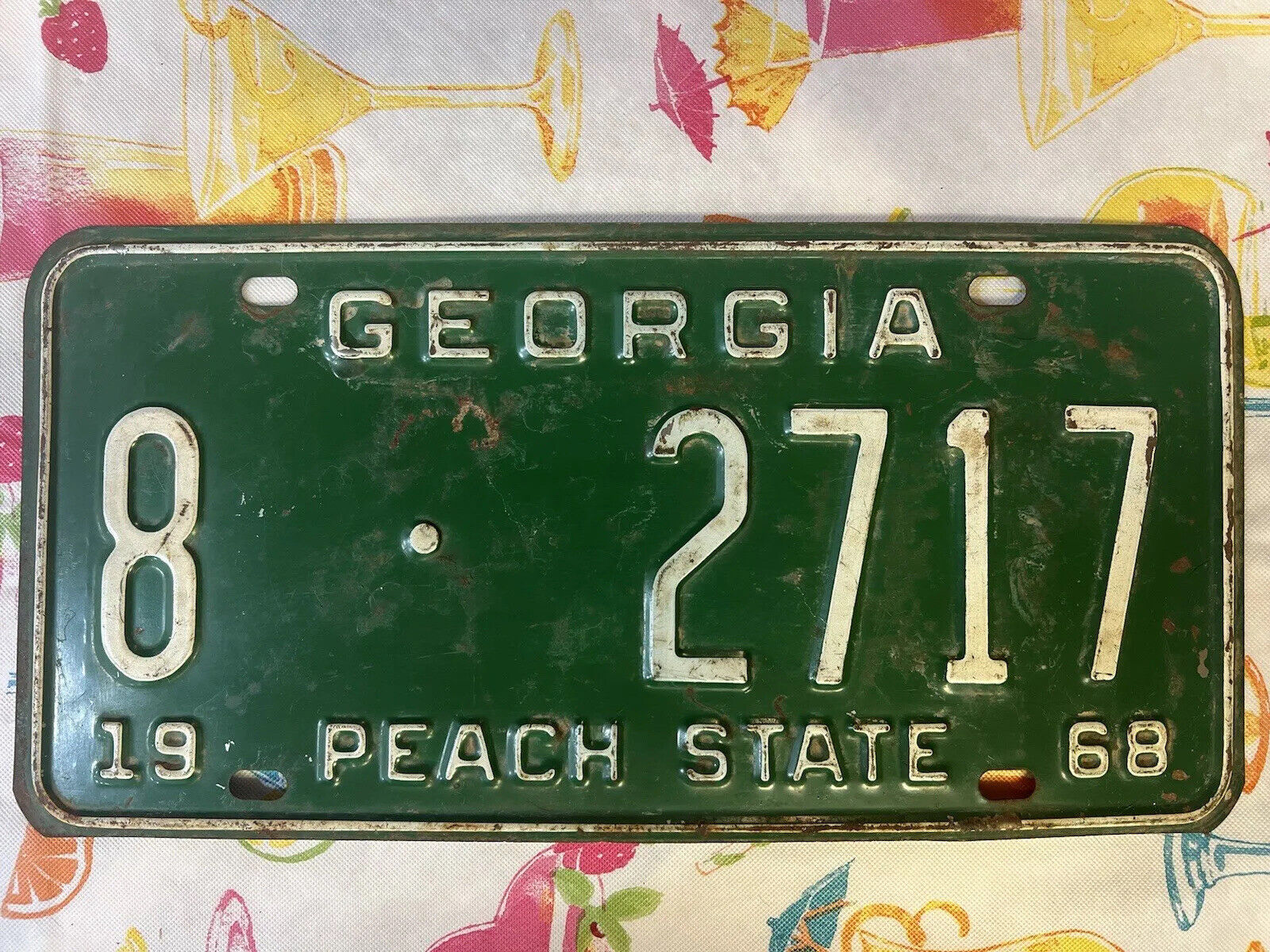 Vintage 1968 Georgia Automobile License Plate Tag  8-2717