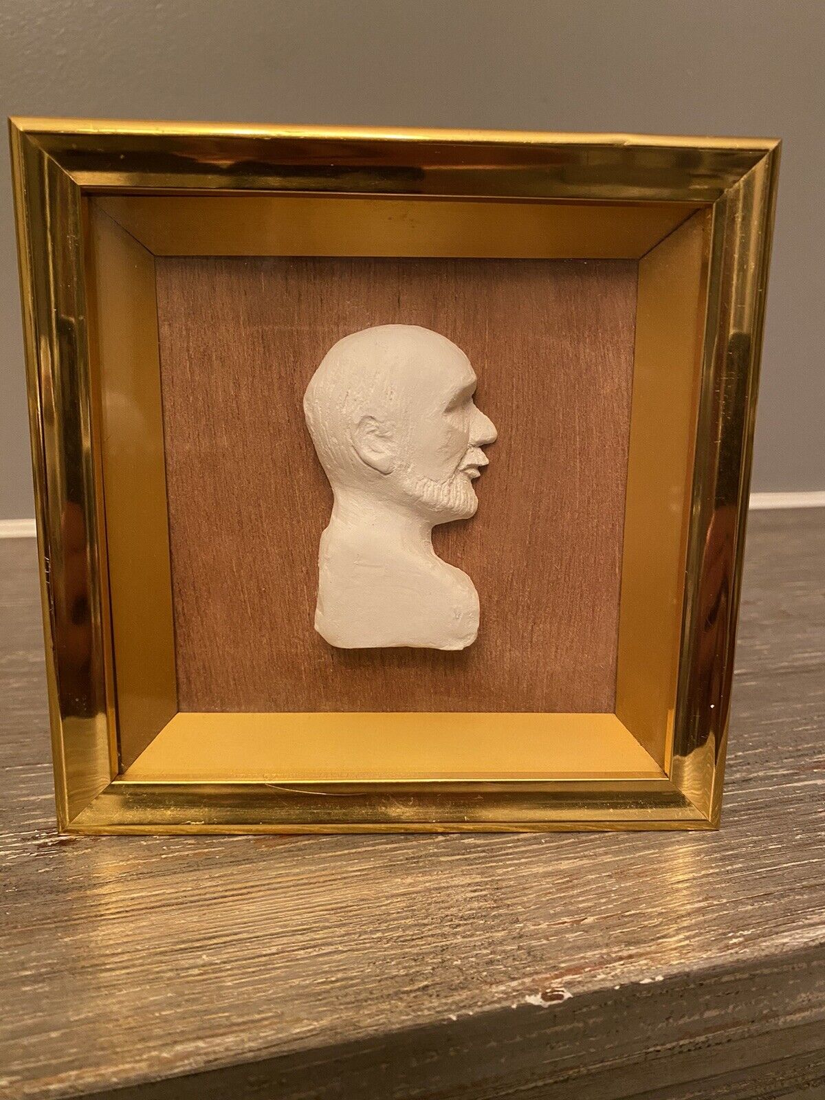 Vintage Framed Mounted Wax Miniature Bust Of Hippocrates Wall Art