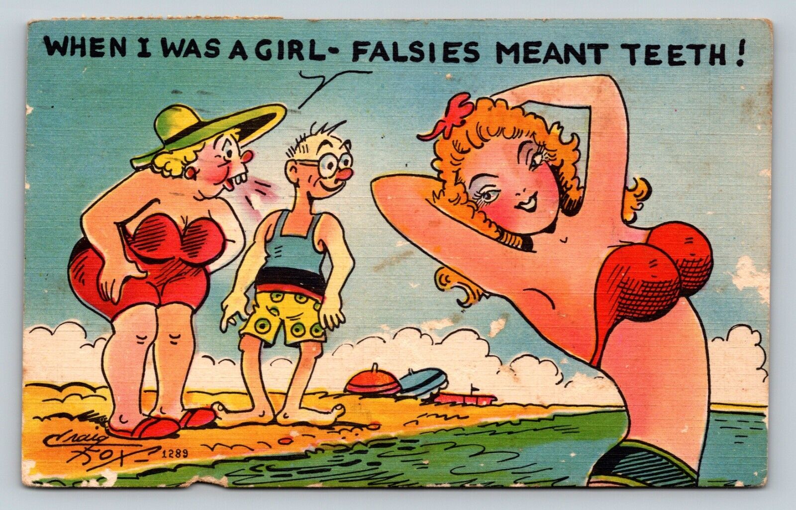 c1957 When I was a Girl Falsies Meant Teeth Vintage Postcard 1130