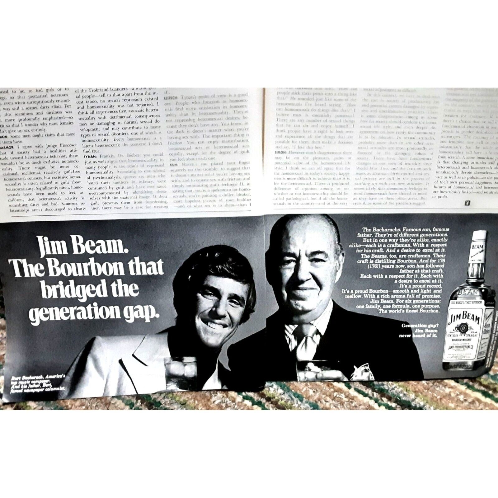 Vintage 1971 Jim Beam Burt Bacharach Ad Original epherma