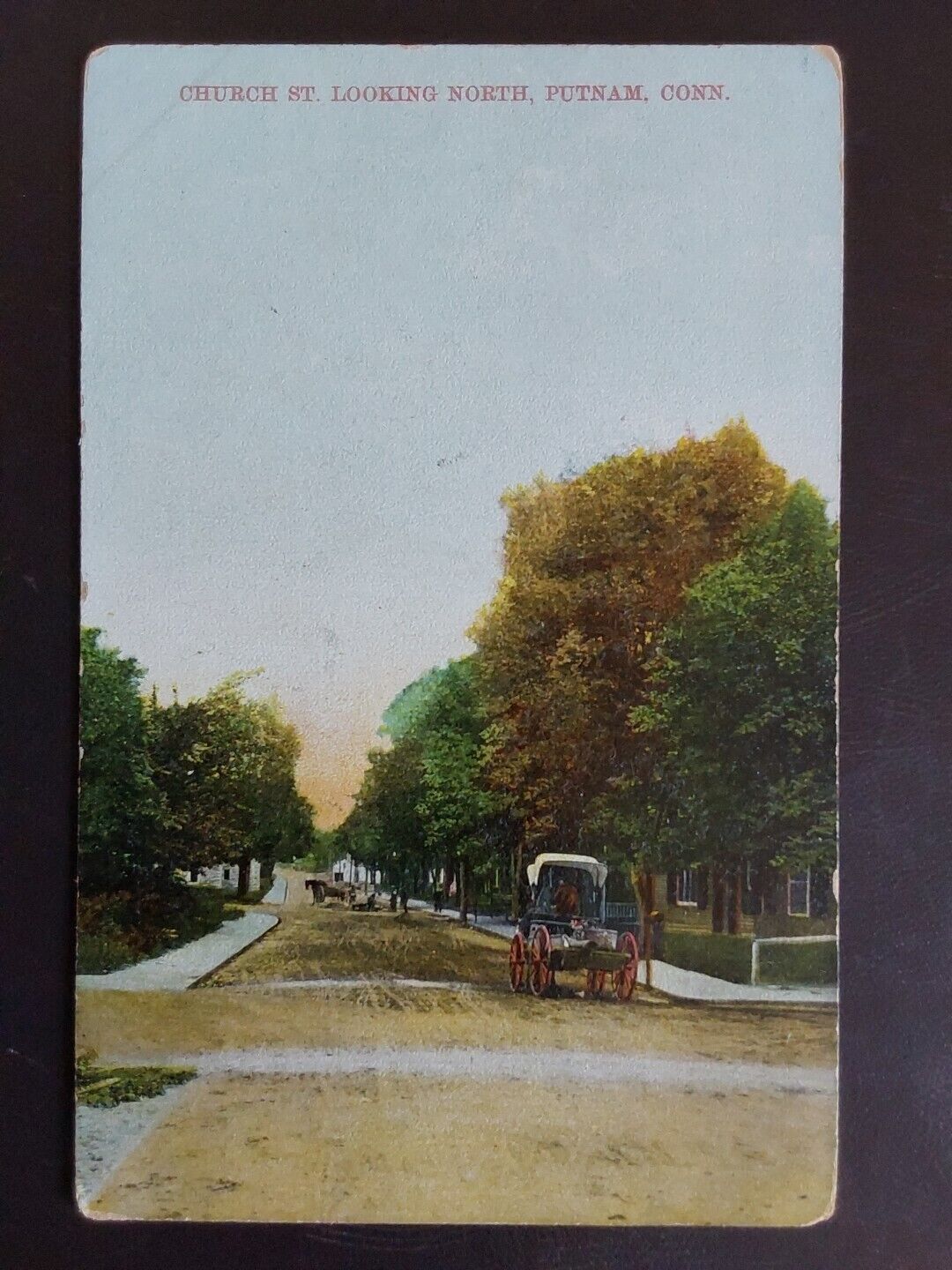 1909  PUTNAM,  CT *  CHURCH STREET LOOKING NORTH * POSTED to SPRINGFIELD, MA DB