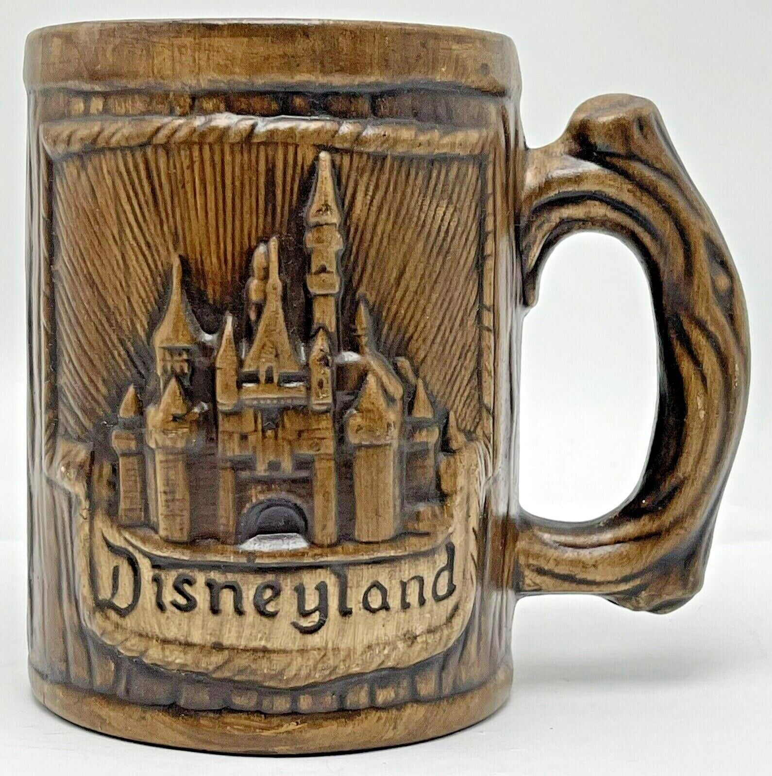 Vintage Walt Disney Productions Disneyland Souvenir Ceramic Faux Wood Mug WDP