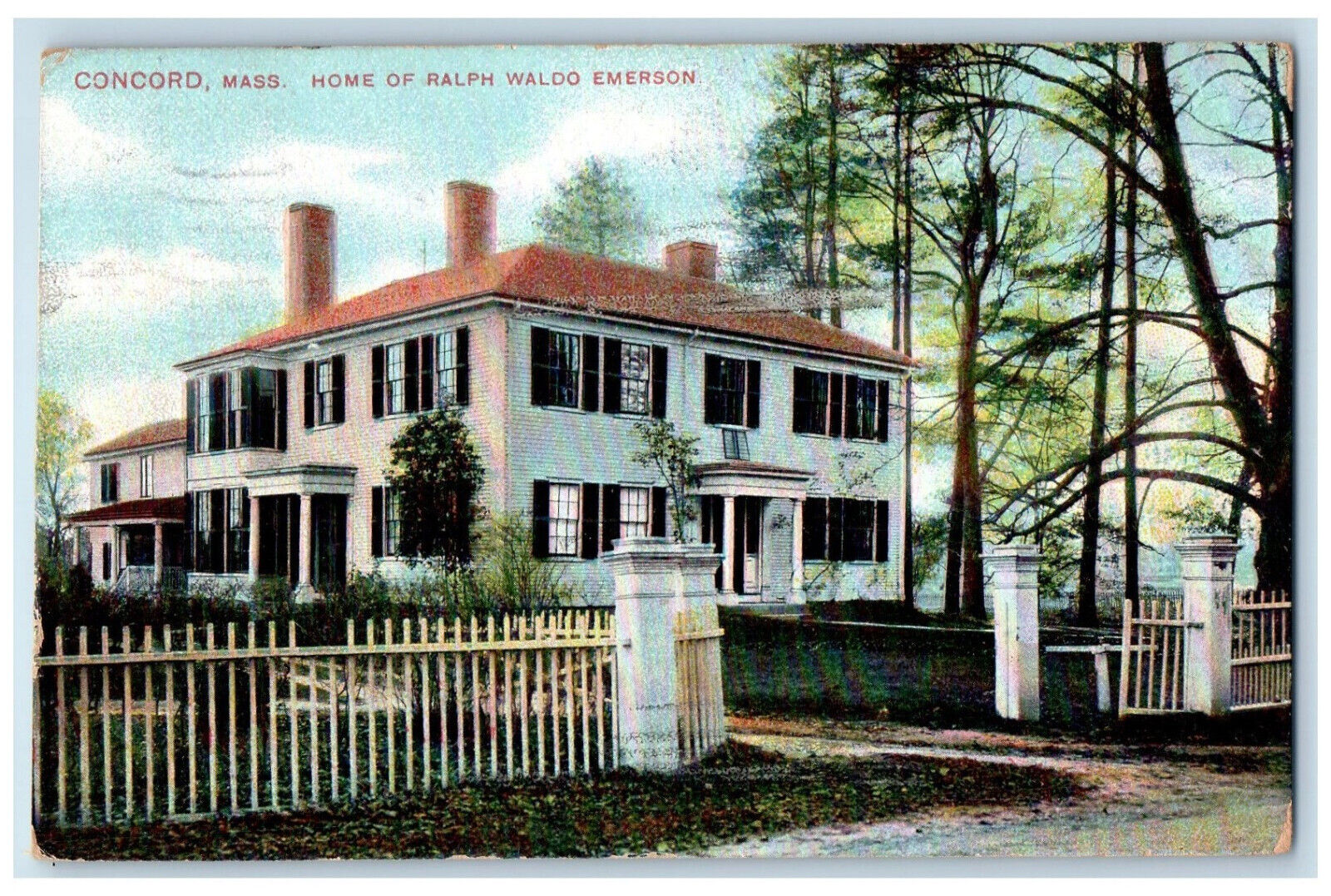 1907 Home Of Ralph Waldo Emerson Concord Massachusetts MA Antique Postcard