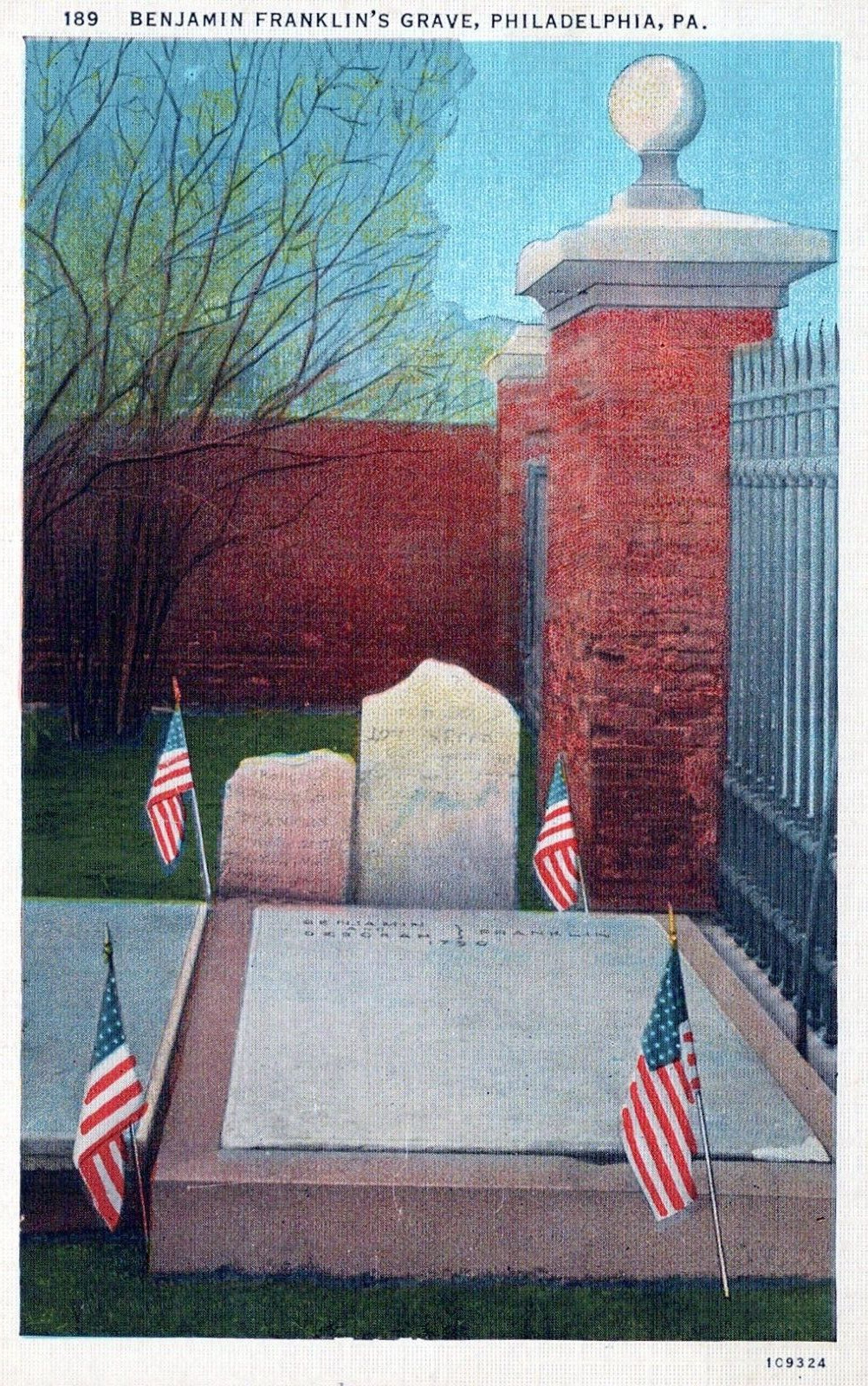 Benjamin Franklin\'s Grave Philadelphia Pennsylvania Postcard
