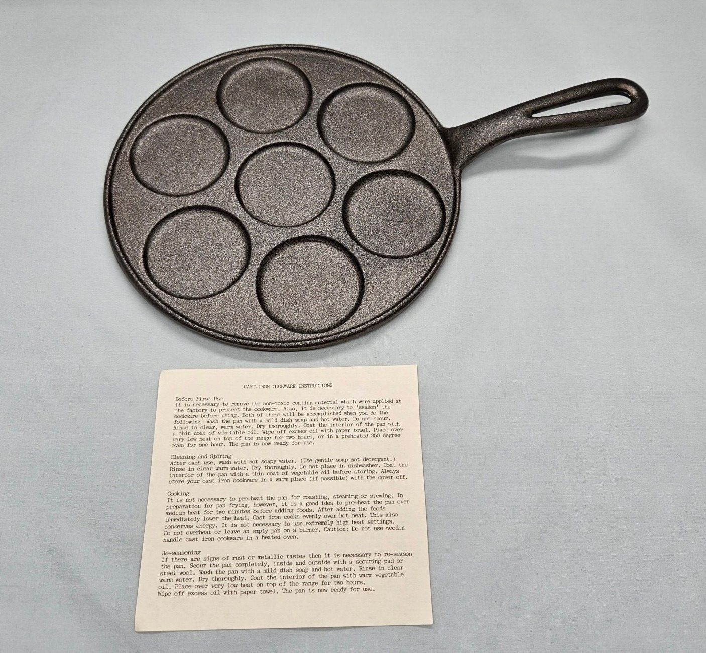 Vintage Norpro Heavy Cast Iron Swedish Platt Pan Silver Dollar Pancake Biscuit