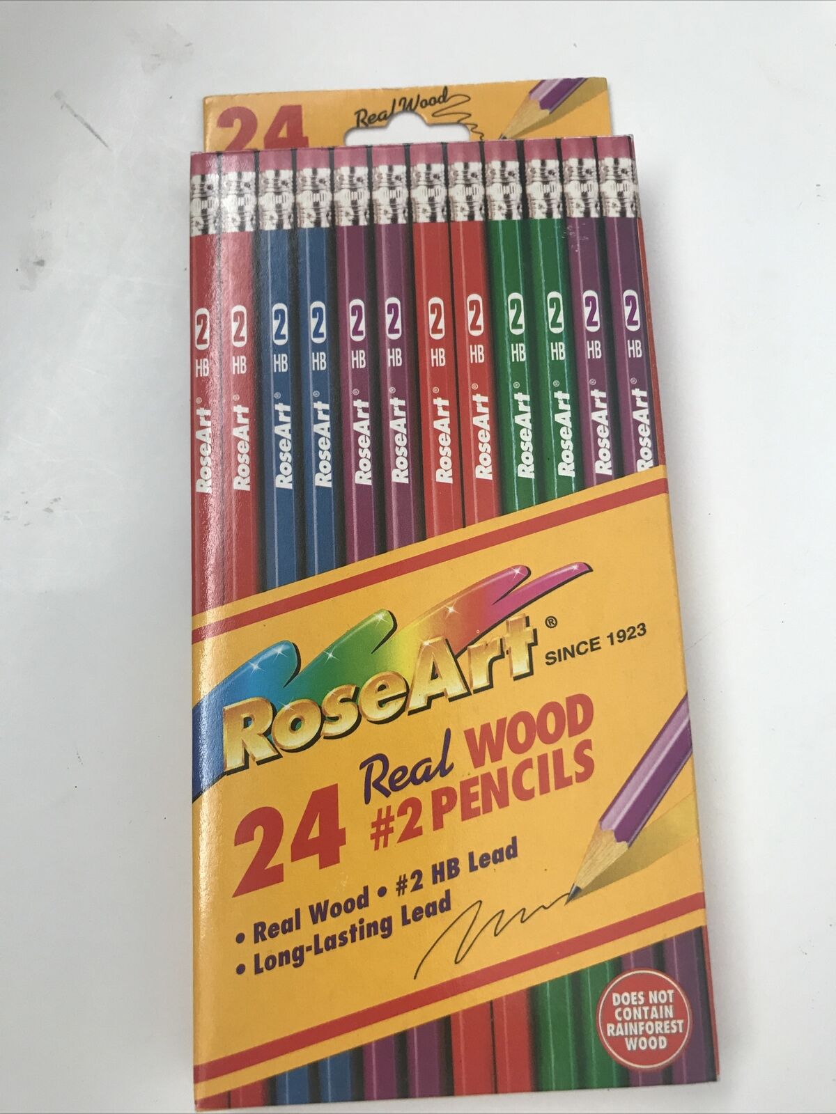 Vintage 1997 RoseArt #2 HB Real Wood (not Rainforest wood) 18 Pencils  In Box