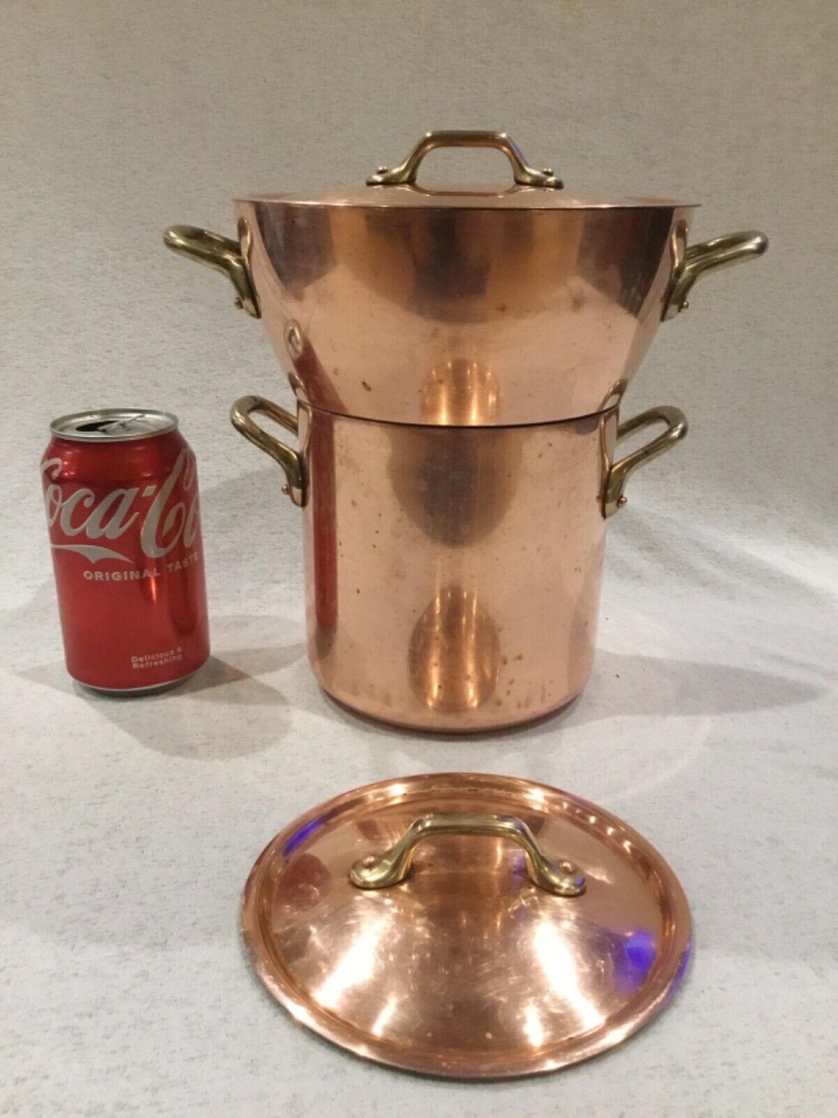 Very Rare Matfer France Copper / Brass Handles Vegetable Steamer Pot