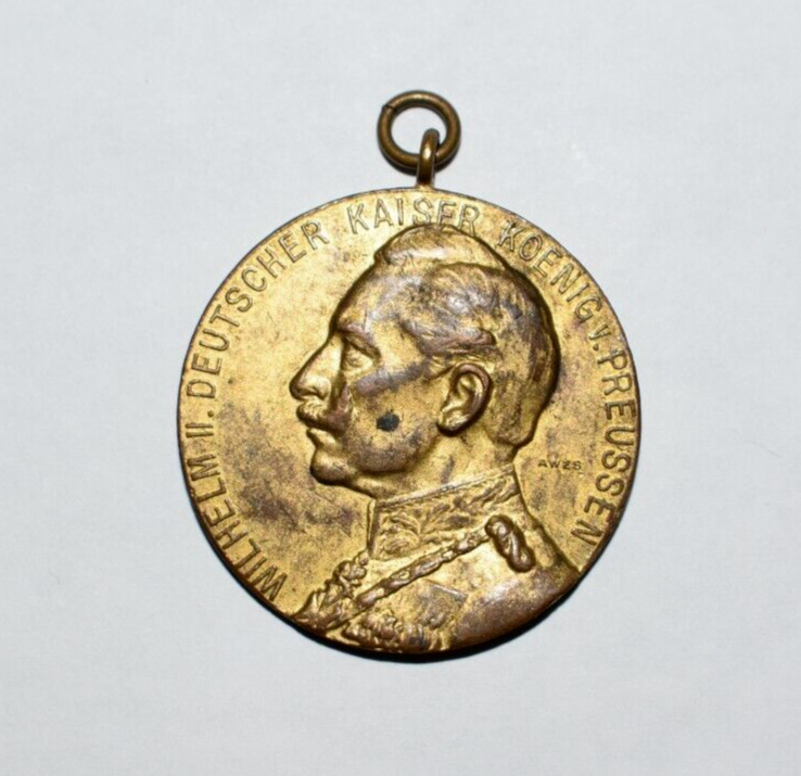 King of Prussia Kaiser Wilhelm II Medal 1913 100th Anniversary Pendant Antique
