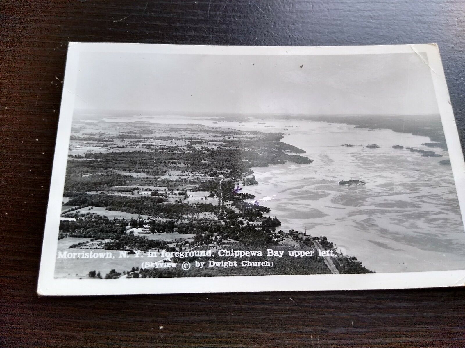 1954 Morristown NY Aerial View Chippewa Bay RPPC Photo Dwight Church Postcard 