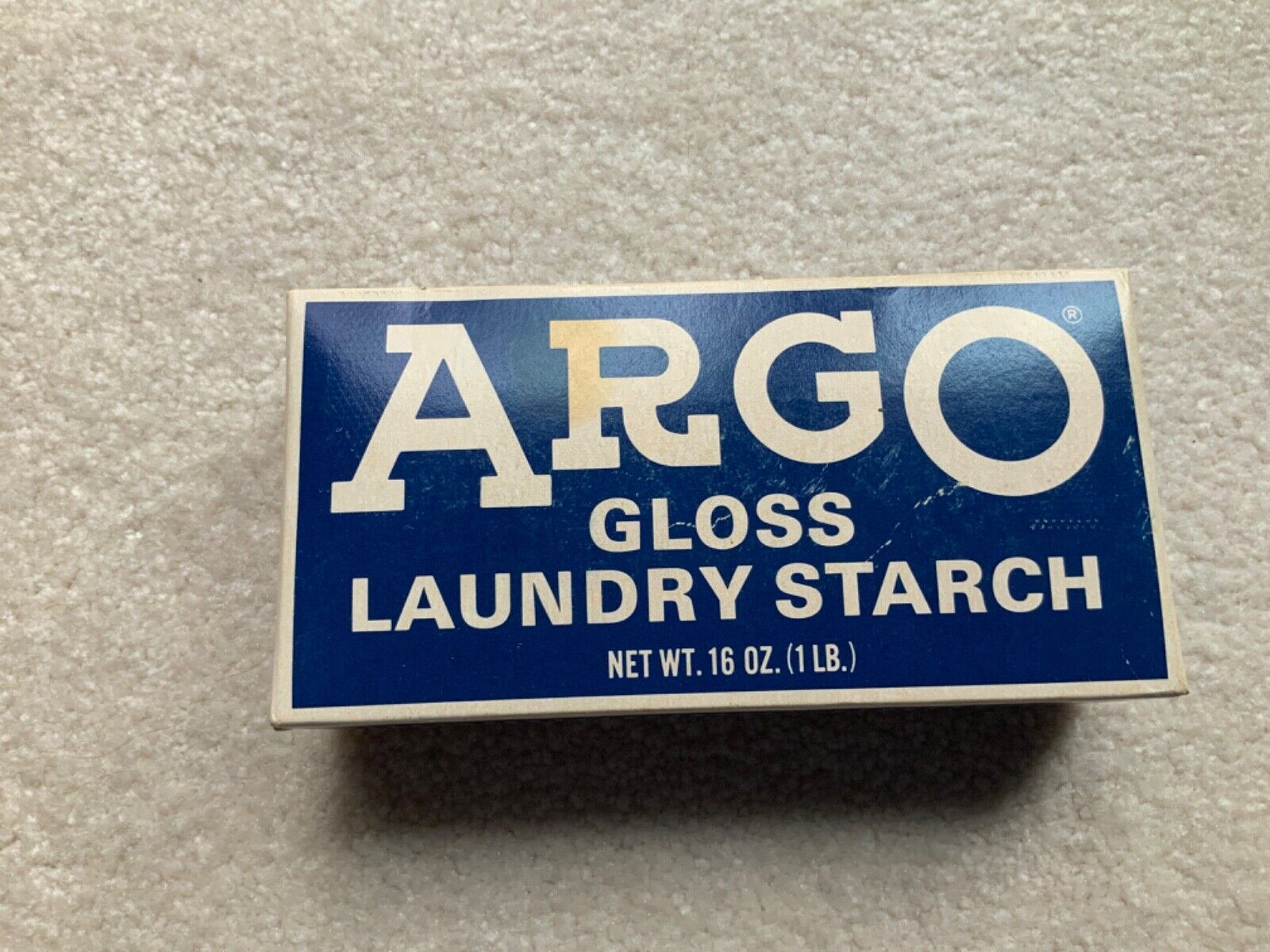 VTG ARGO Gloss Laundry Starch Sealed (1) Box 16 oz Blue White New Retired