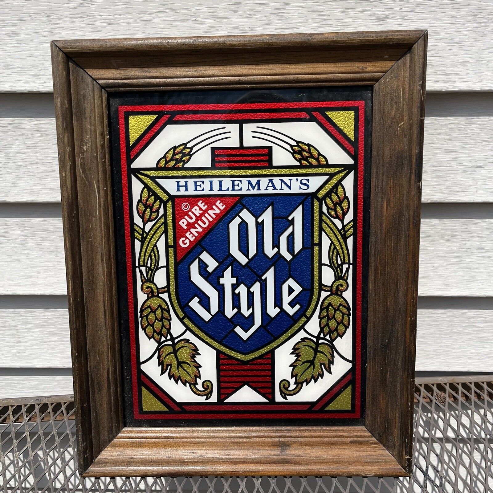 Vintage 1970s 80s Heileman's Old Style Beer Breweriana Bar Framed Mirror Picture