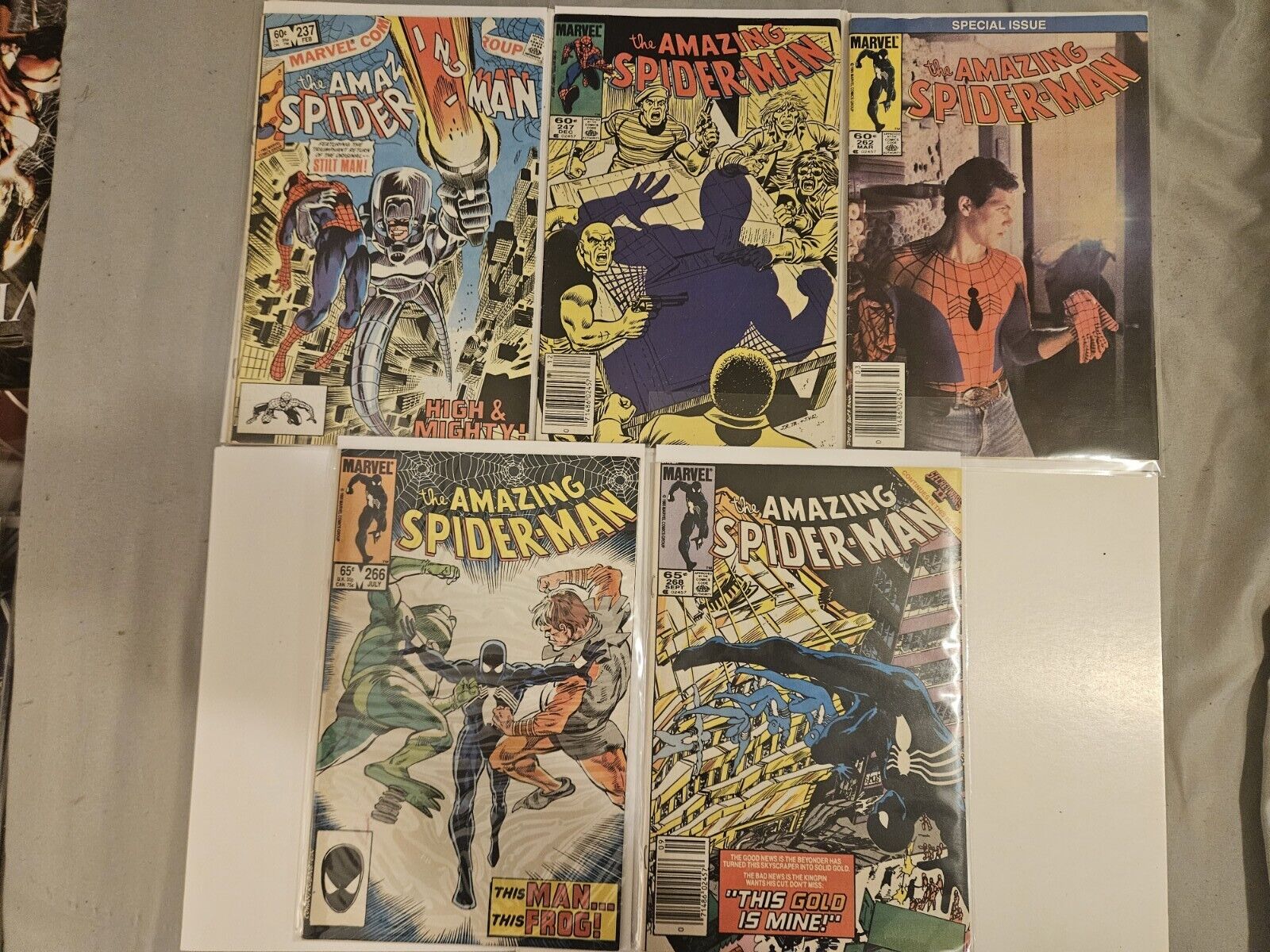 Amazing Spider-Man 5 Issue Lot. 237 247 262 266 268. Photo Cover, Black Costume