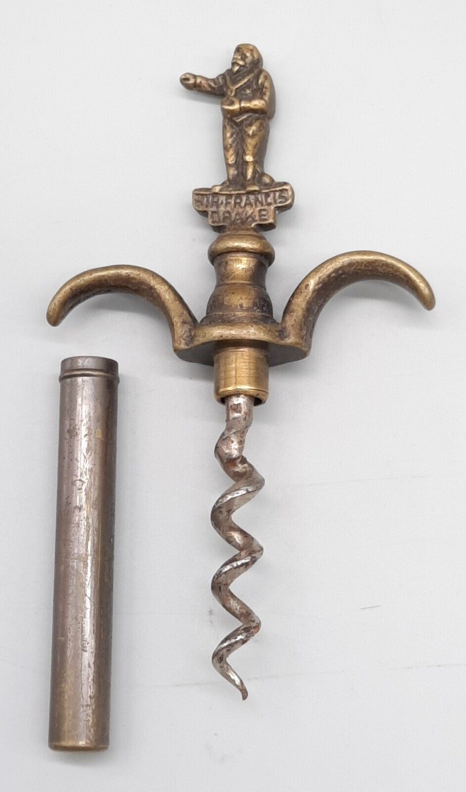Antique English Sir Francis Drake  Corkscrew Double Sided With Sheath Rare 