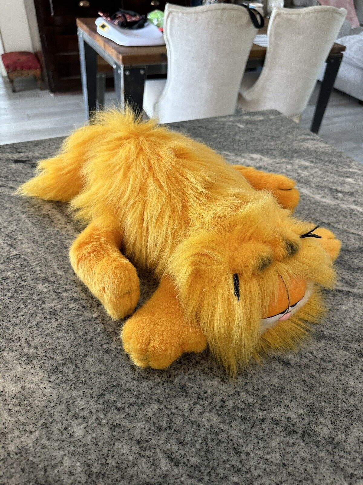 Vintage Large Dakin Garfield Cat Plush Fluffy Blow Dry  Stuffed Animal Long Hair