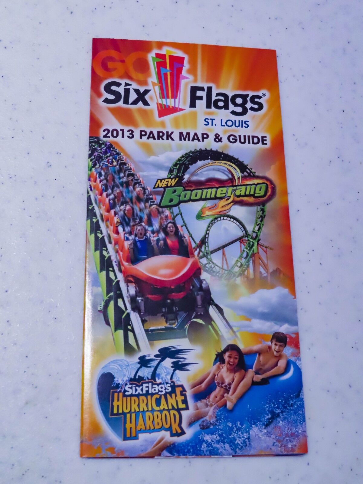 2013 Six Flags St. Louis park map featuring Boomerang