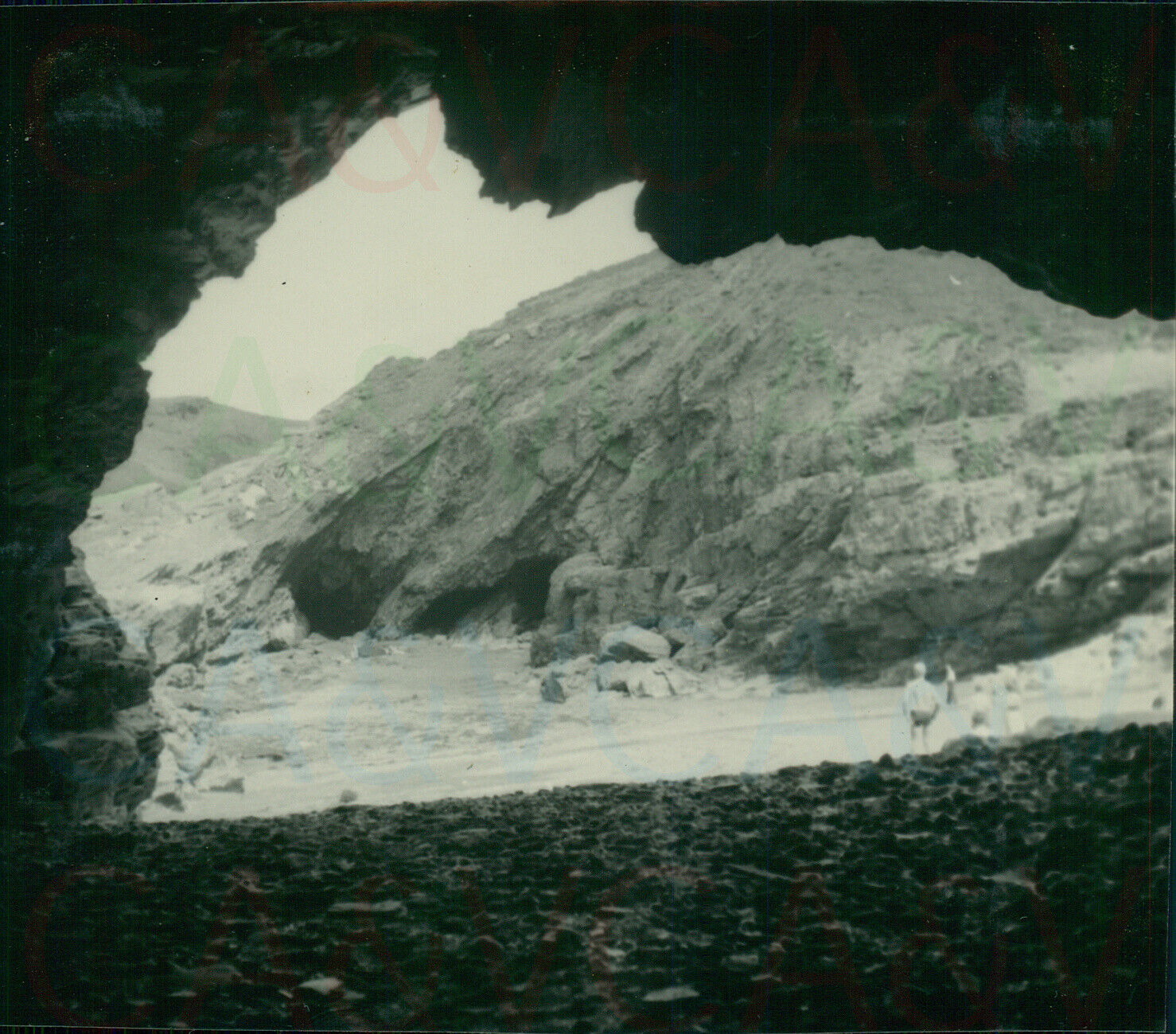 1954 Cornwall Tintagel  Merlins Cove from inside cave Original 3.5x3\
