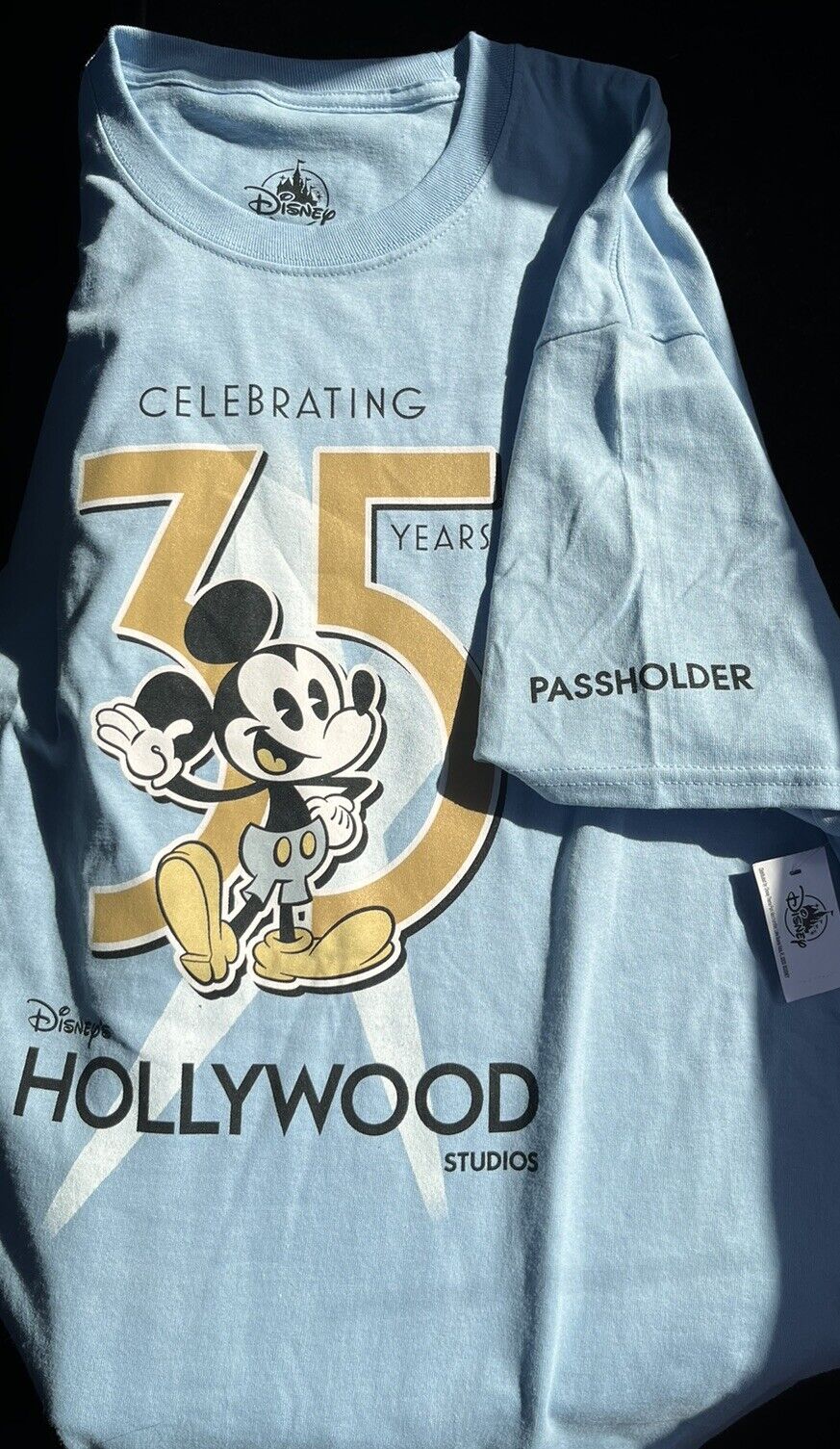 Disney Parks 2024 Hollywood Studios 35th Anniversary Passholder AP Blue Shirt L