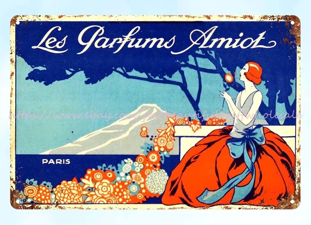 vintage repro Amiot Perfume Fragrance Art Deco Les metal tin sign art prints