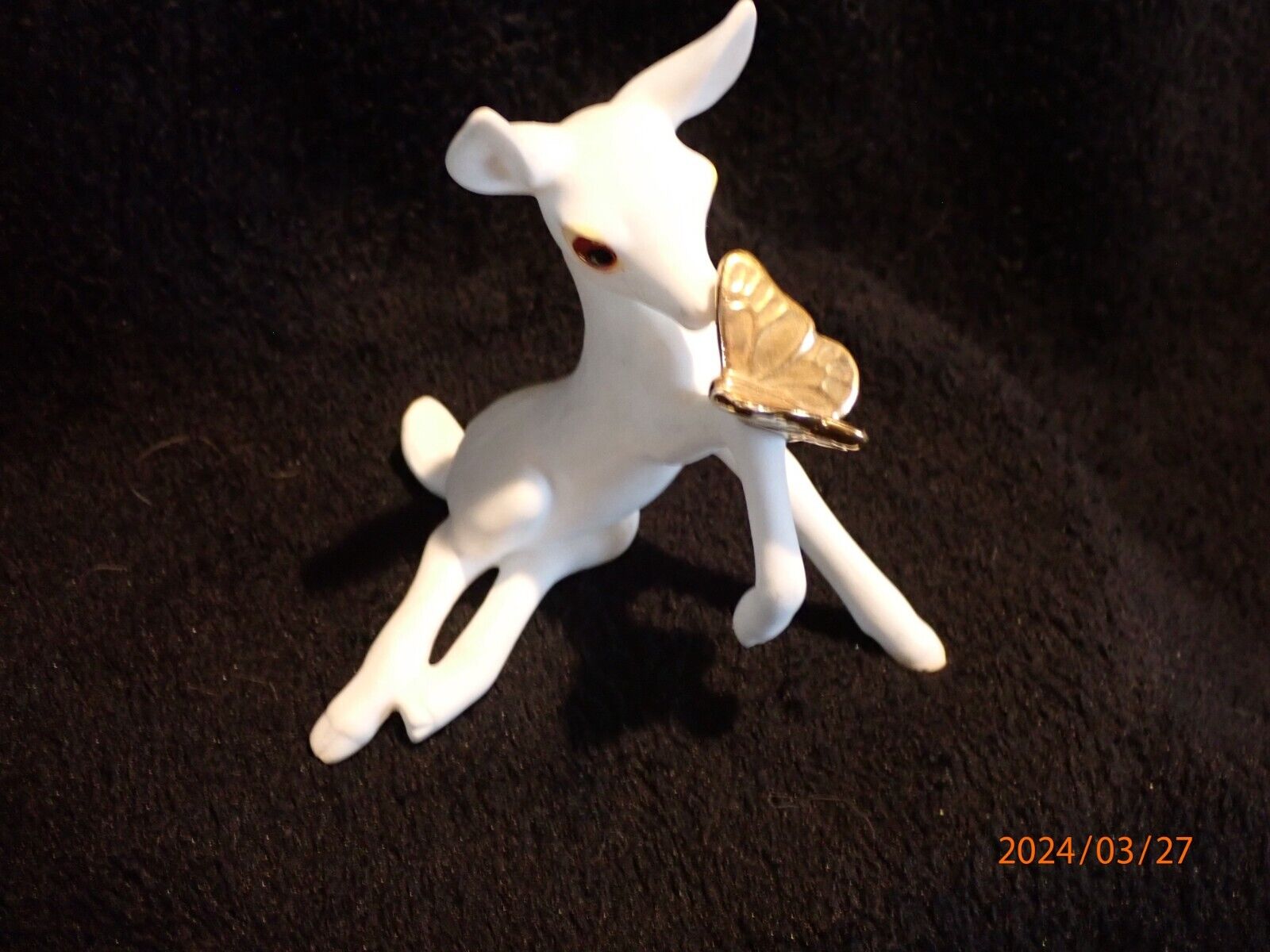  Vintage White Deer Gold Figurine by Freeman for George Good -Perfect for Mom