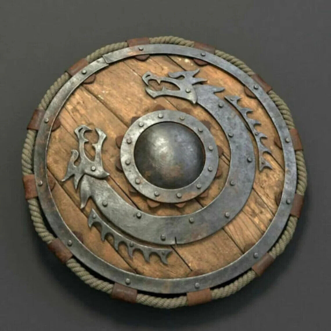 Handmade Medieval Viking Round Wooden Shield Historical Reenactment Knight Gift